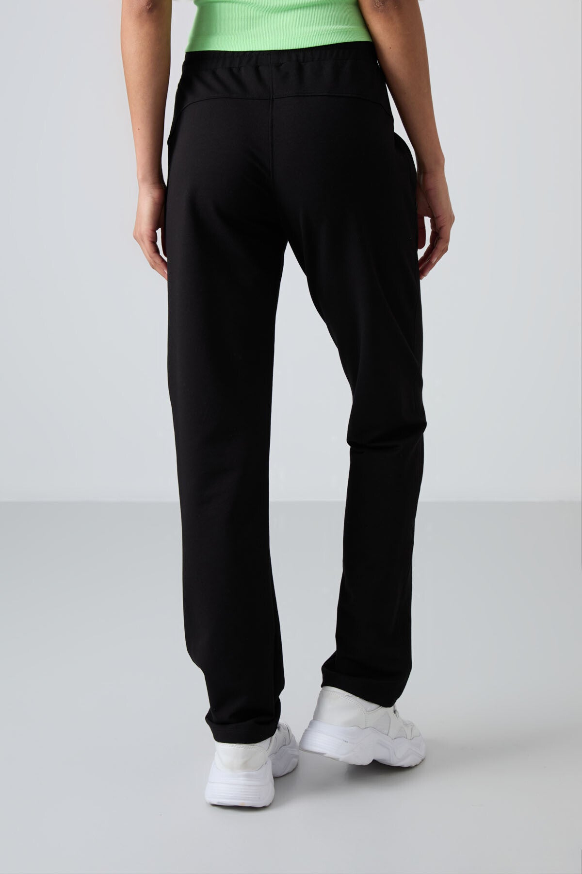 Black Hidden Zipper Pocket Comfort Fit Classic Hem Women's Tracksuit Bottom - 94148