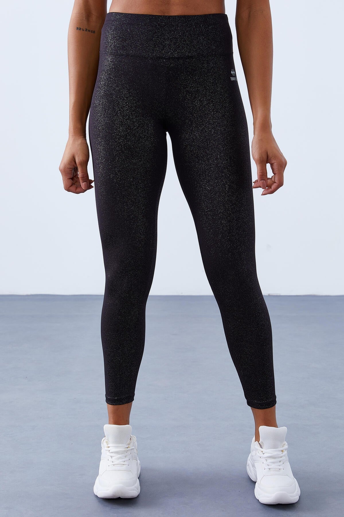 Black-Silver - Black High Waist Shaping Back Detailed Slim Fit Bustier Women's Tights Set - 95281