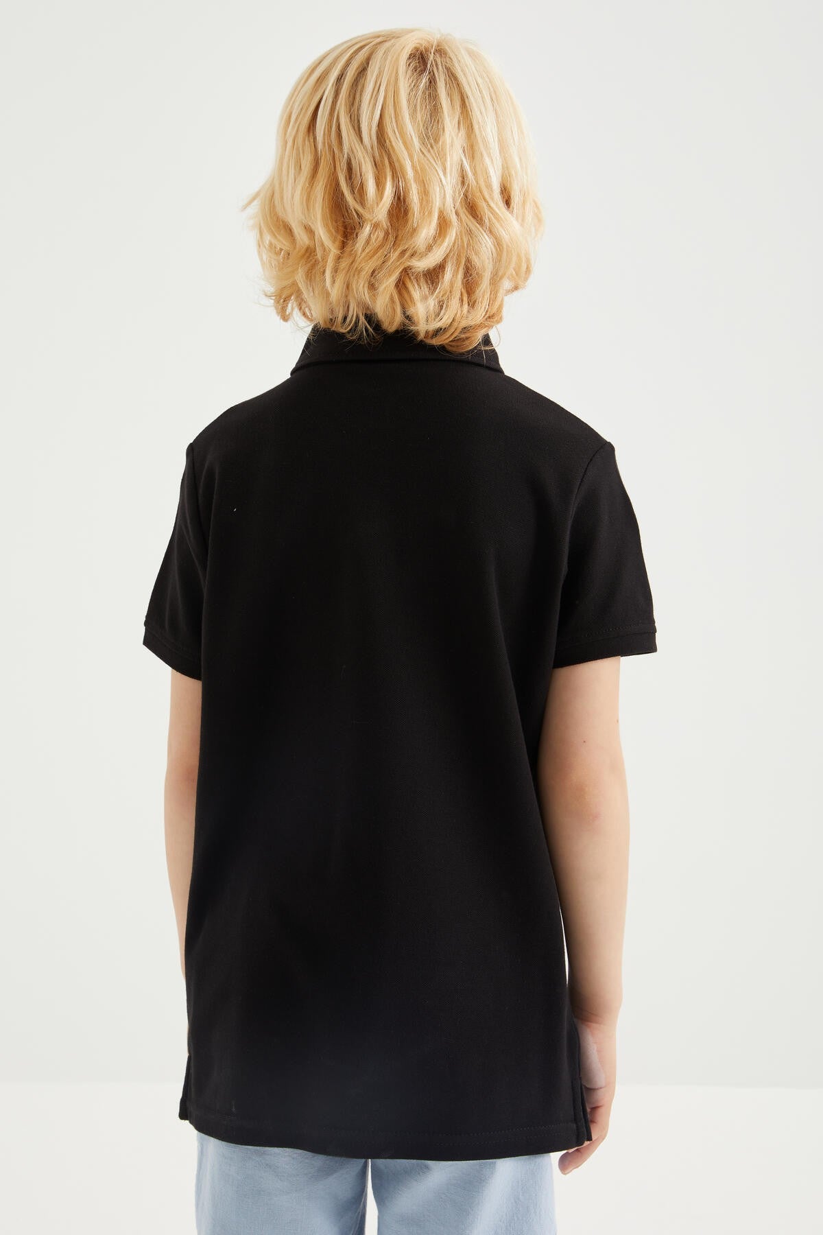 Black Classic Short Sleeve Polo Collar Boys T-Shirt - 10962