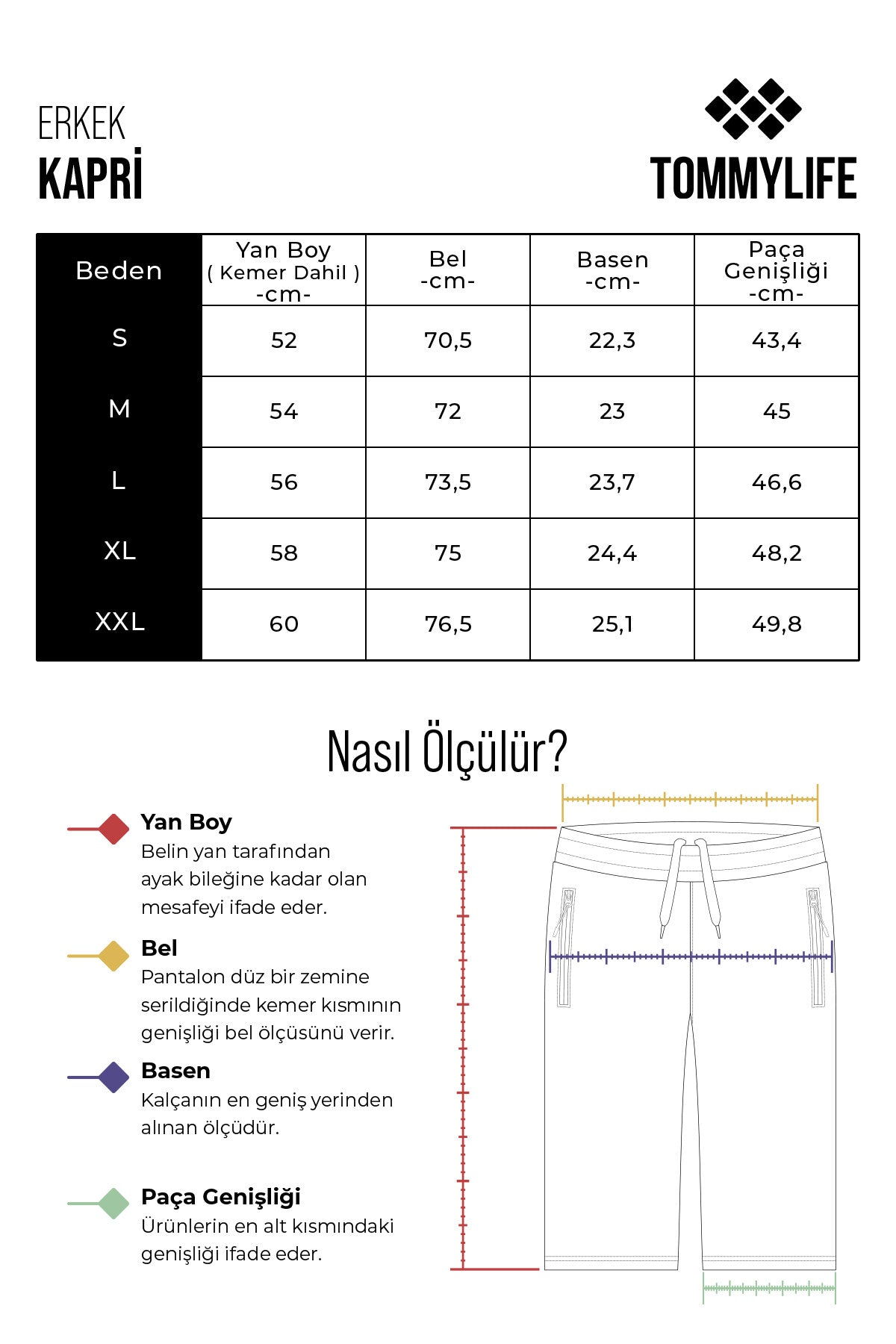 Black Front Pocket Detailed Standard Fit Classic Hem Men's Capri - 83092
