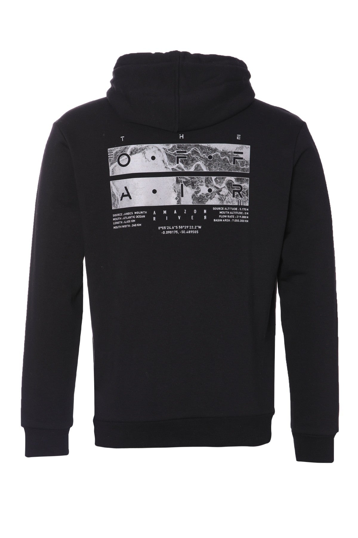 Black Front and Back Print Comfort Fit Men's Hooded Sweatshirt - 88017