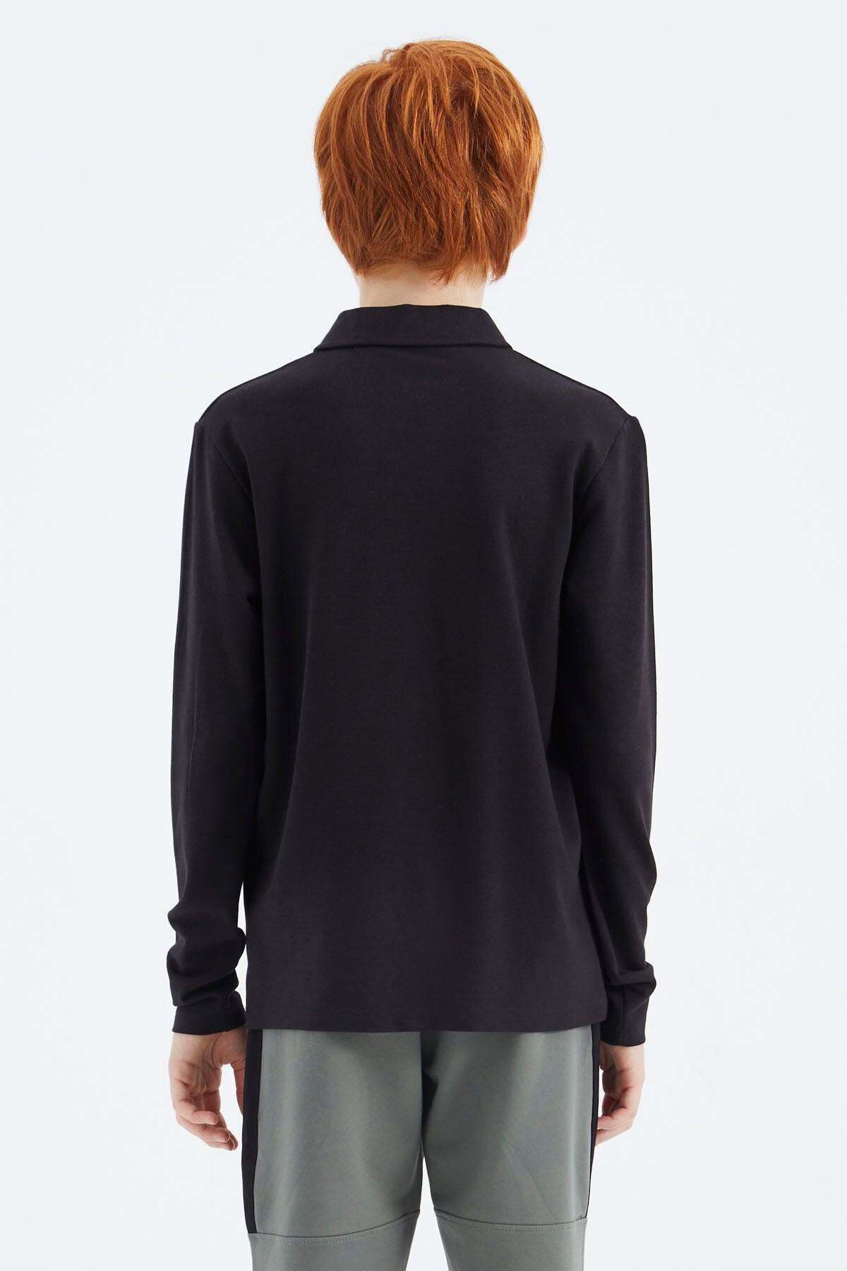Black Polo Collar Basic Boys T-Shirt - 11171