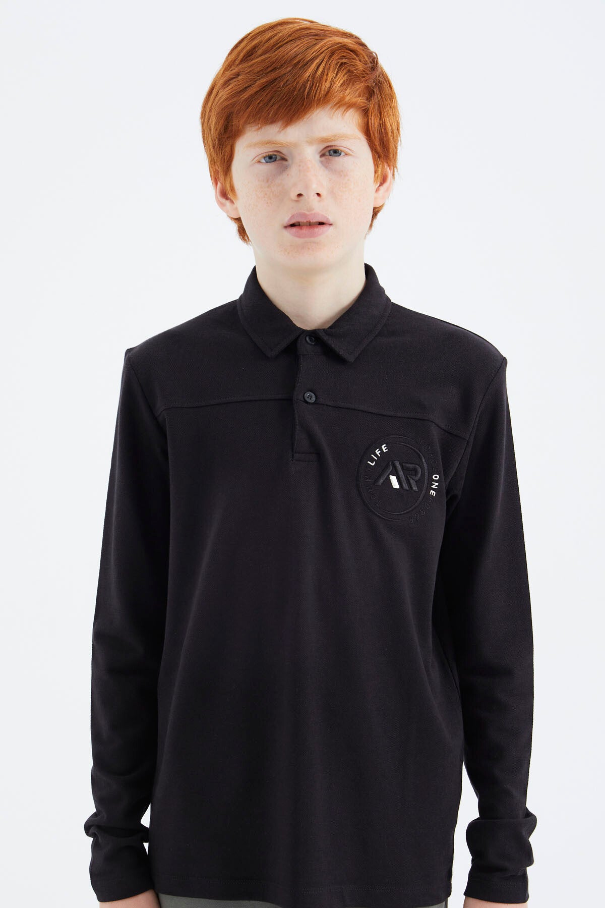 Black Polo Collar Boys T-Shirt - 11172