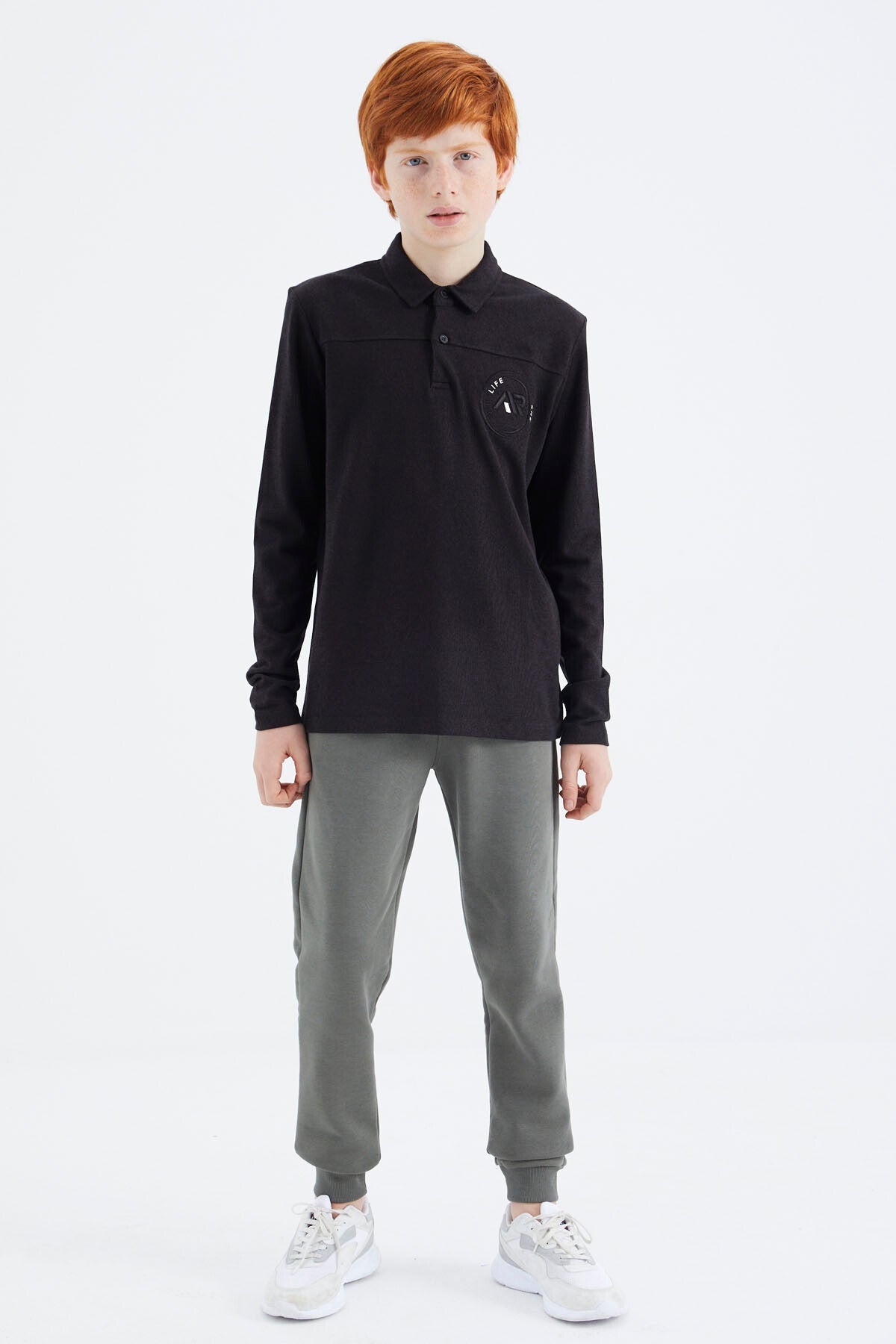 Black Polo Collar Boys T-Shirt - 11172