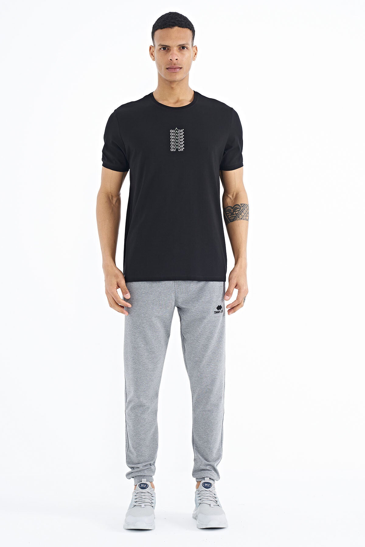 Black Print O Neck Standard Fit Men's T-shirt - 88169