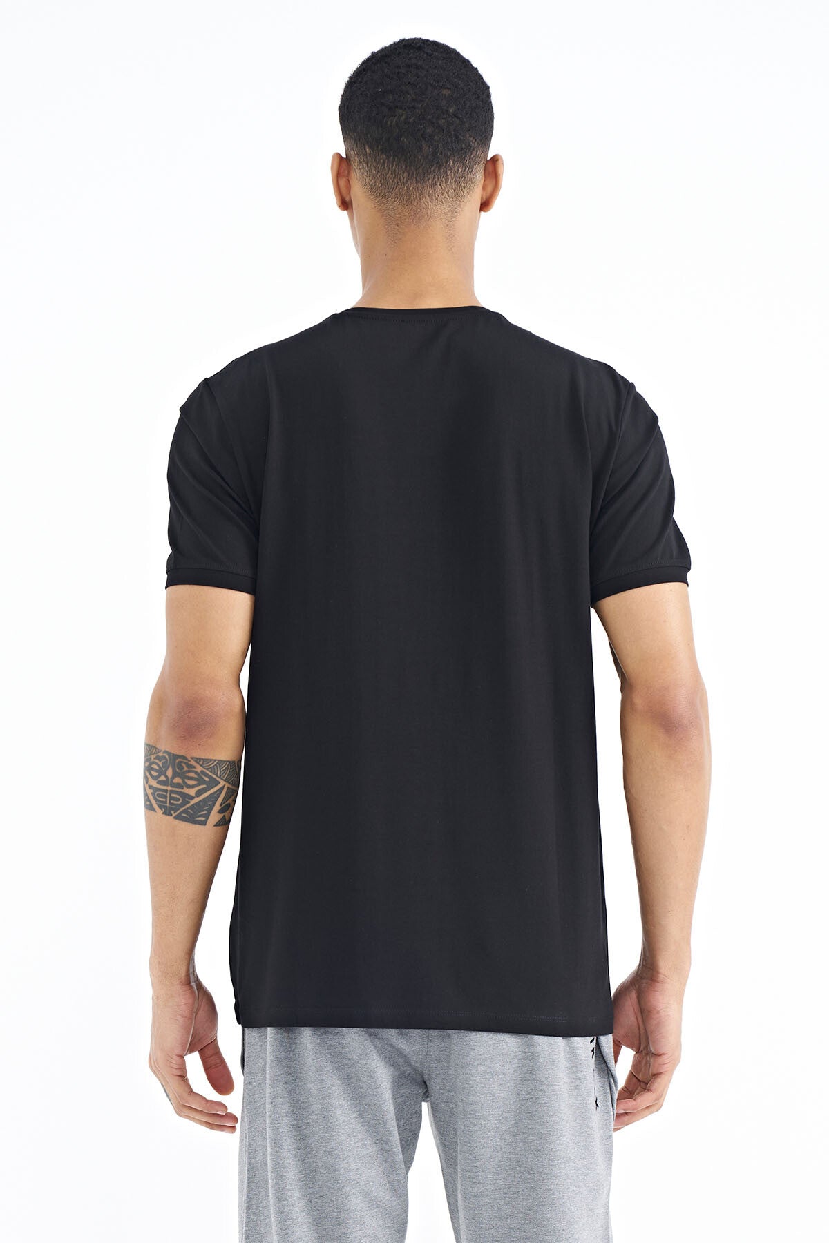 Black Print O Neck Standard Fit Men's T-shirt - 88169