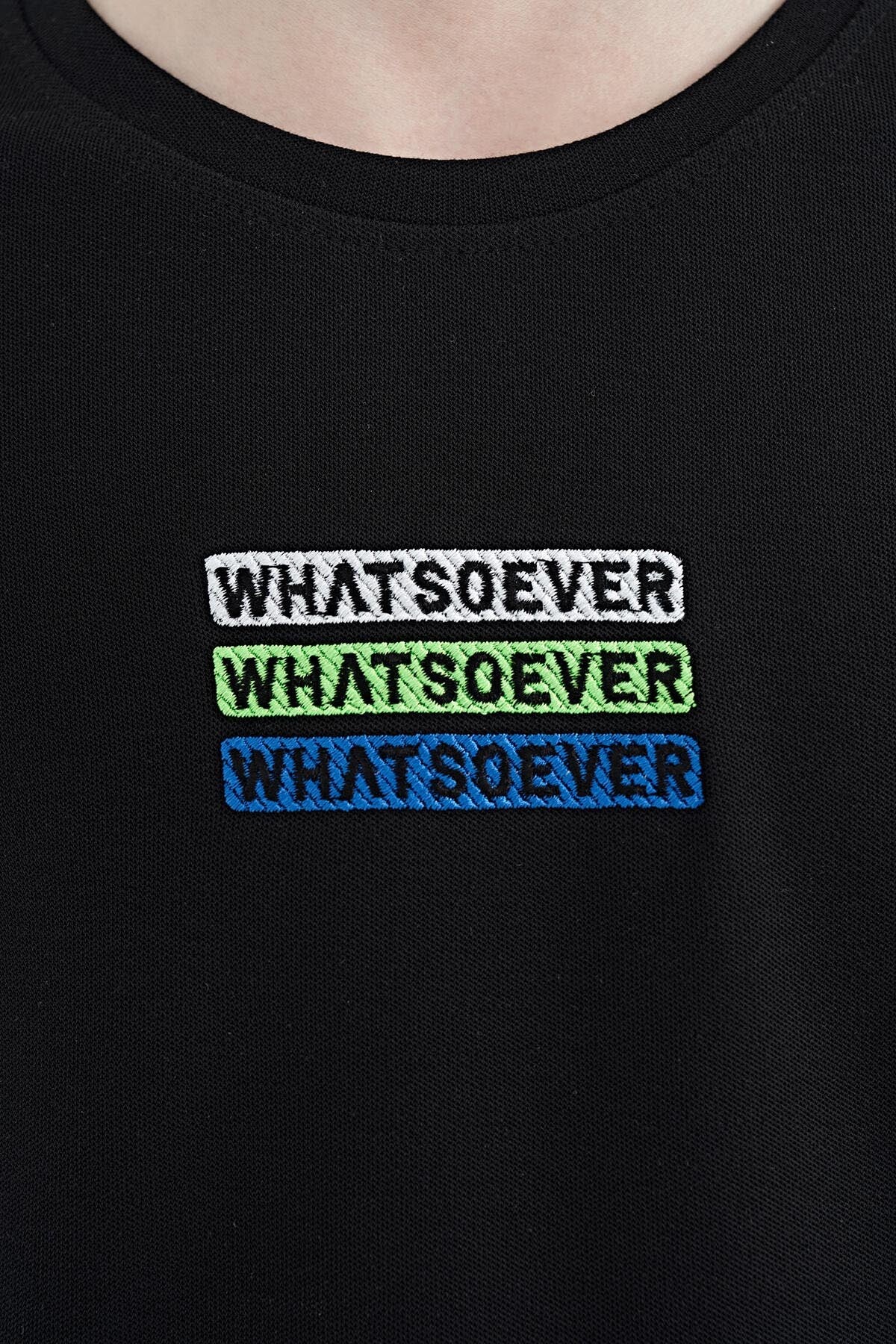 Black Embroidered O Collar Oversize Boys T-Shirt - 11146