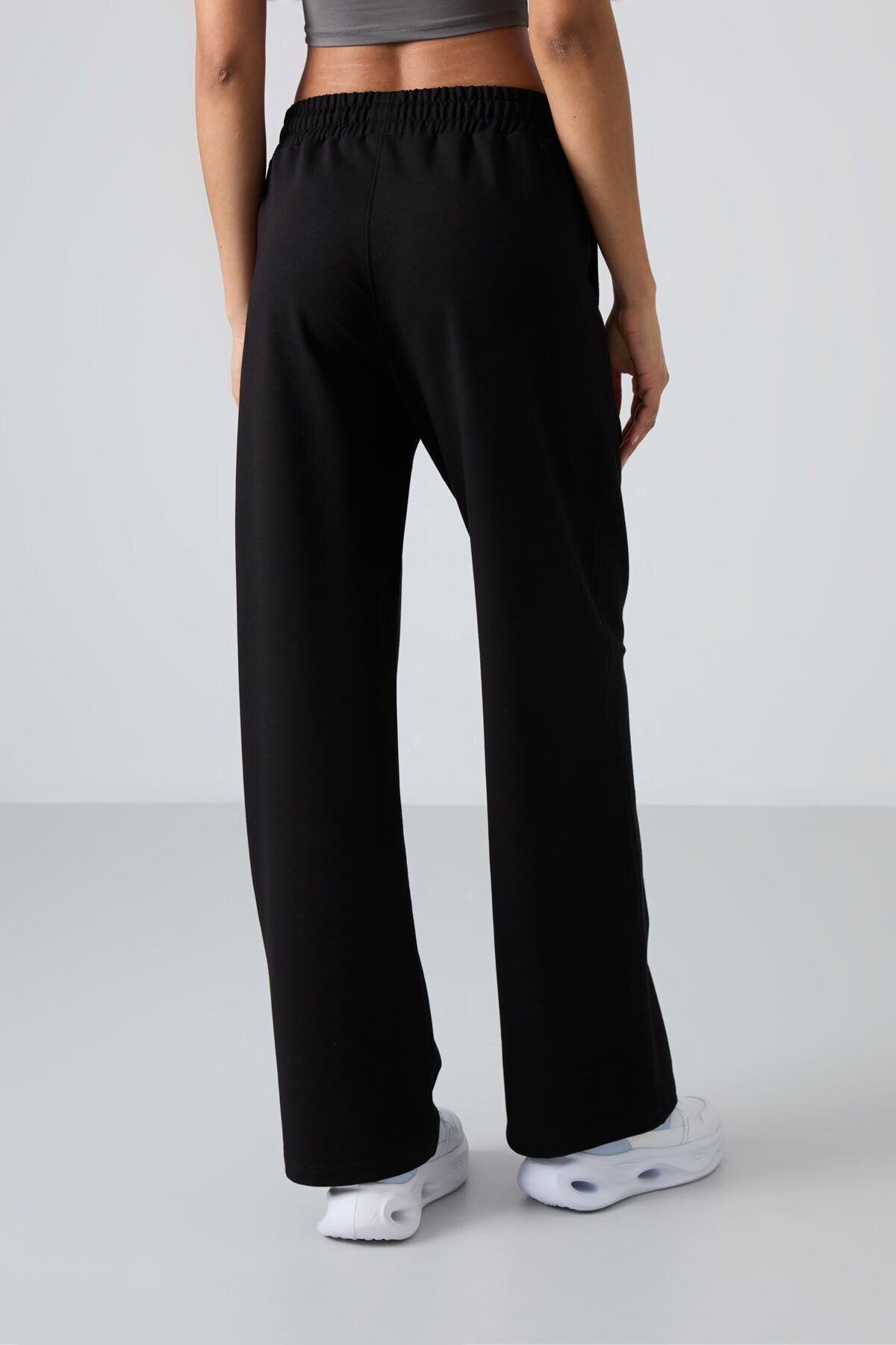 Black High Waist Comfort Fit Wide Leg Women's Tracksuit Bottom - 94567