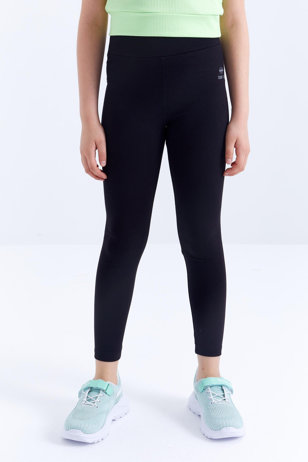 Black High Waist Slim Leg Girls' Tights - 75047