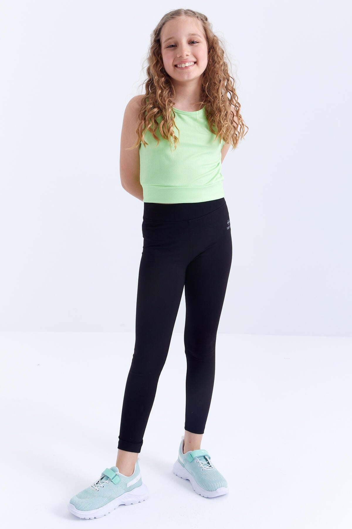 Black High Waist Slim Leg Girls' Tights - 75047