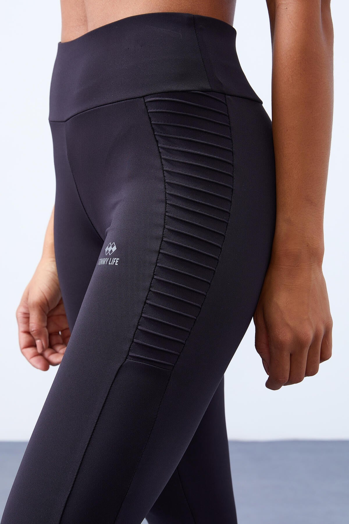 Black High Waist Wrap-up Slim Fit Narrow Leg Women's Tights - 94568