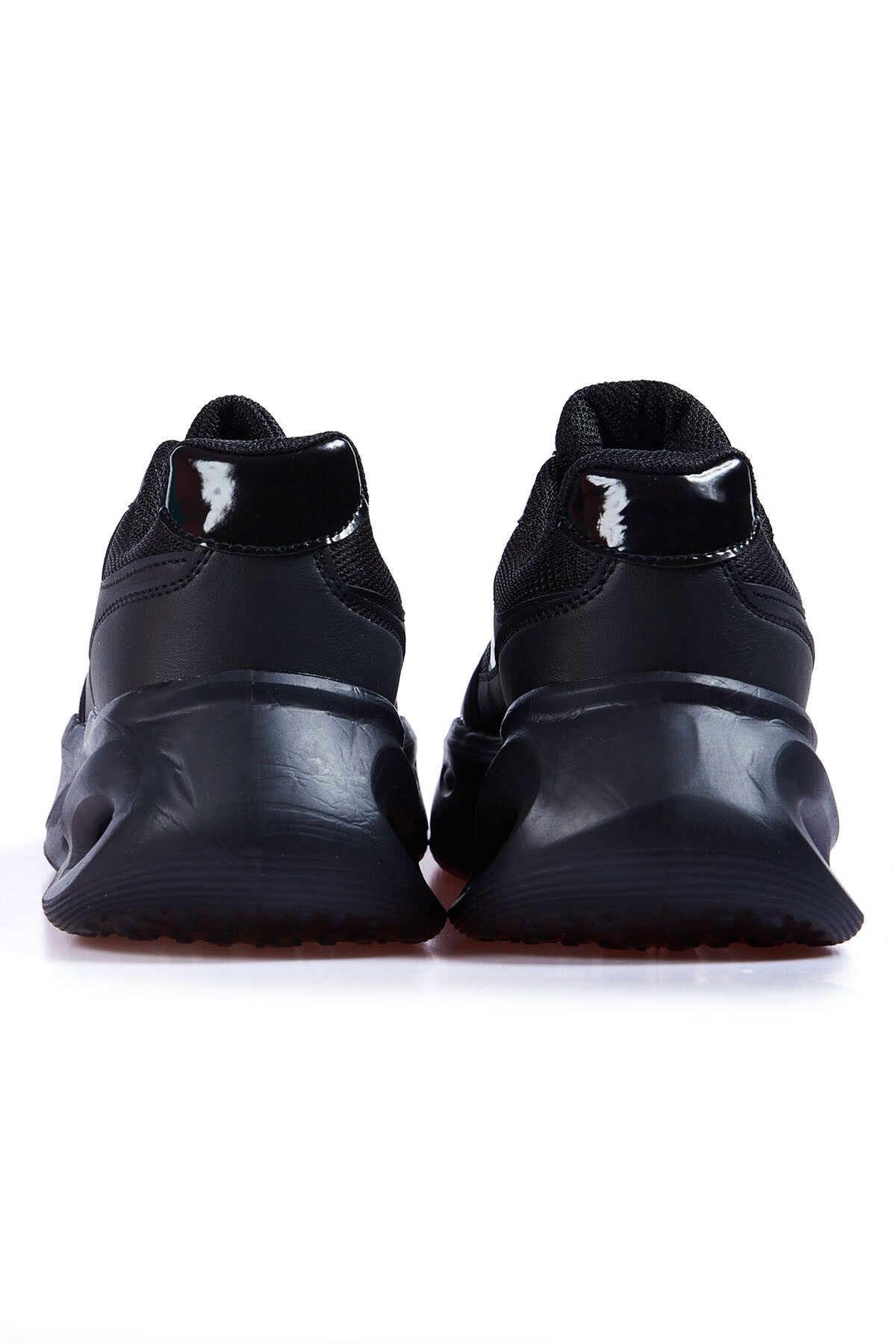Black High Sole Laced Detail Women's Sports Shoes - 89106