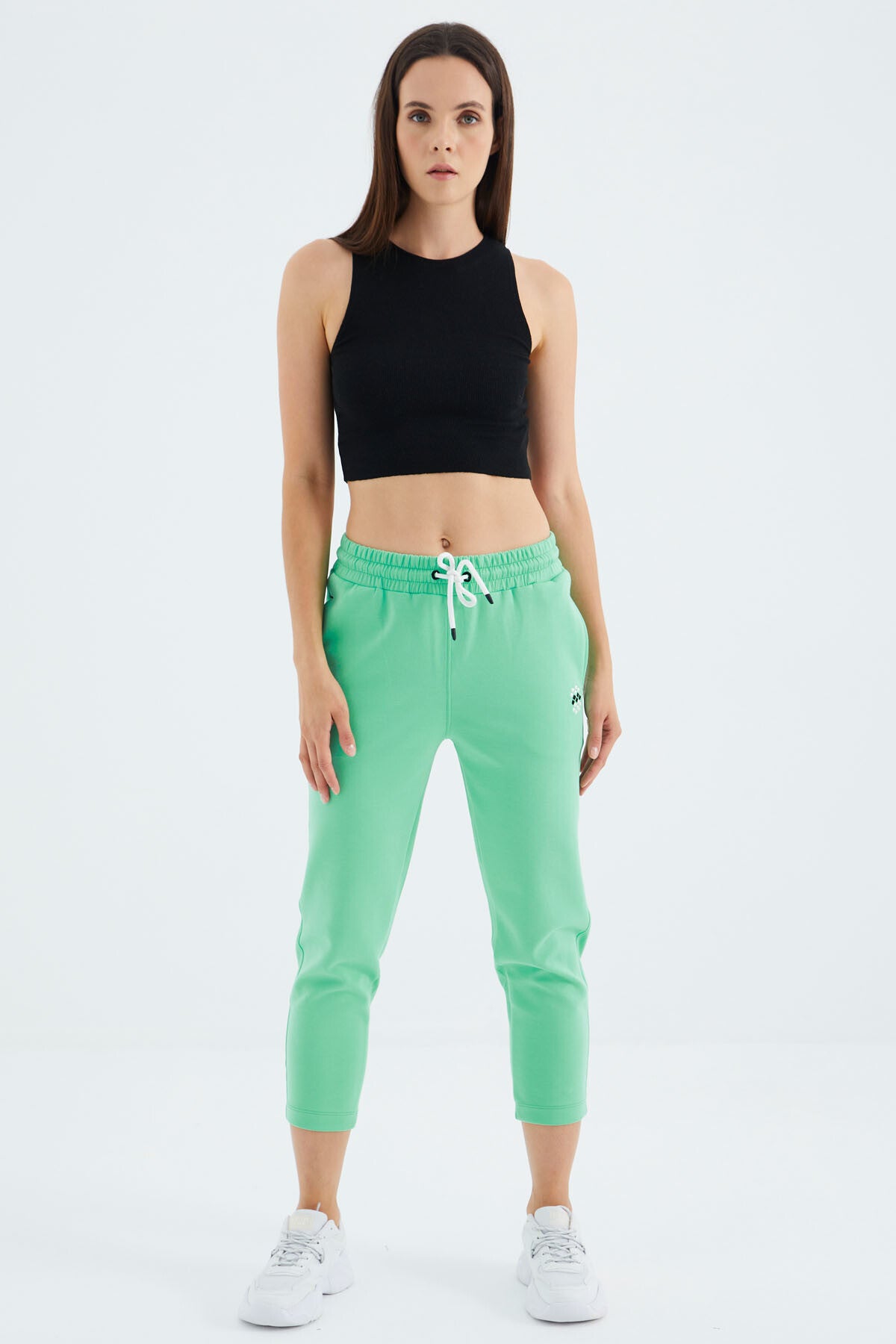 Light Green Laced Pocket Detailed Relax Fit Women's Tracksuit Bottom - 94644