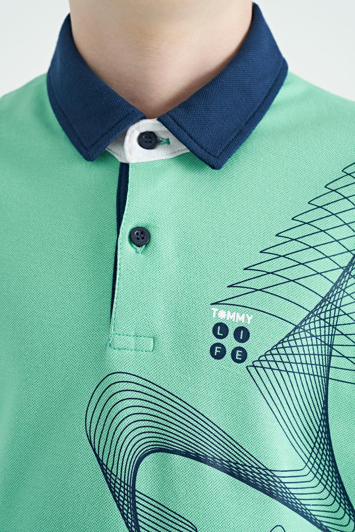 Print Detailed Standard Cut Polo Collar Boys' T-Shirt - 11164