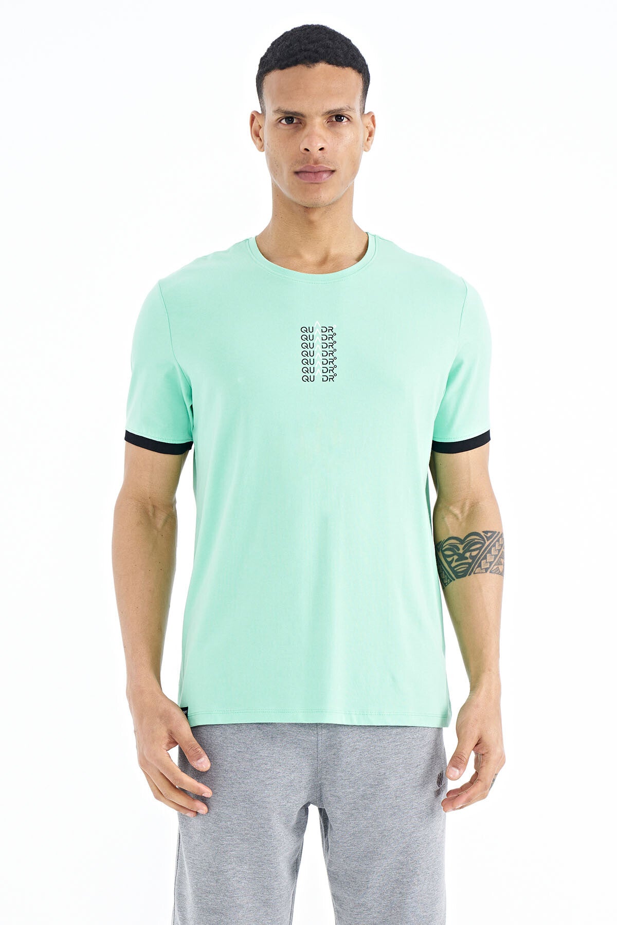 Olive Green Printed O Collar Standard Fit Men's T-shirt - 88169