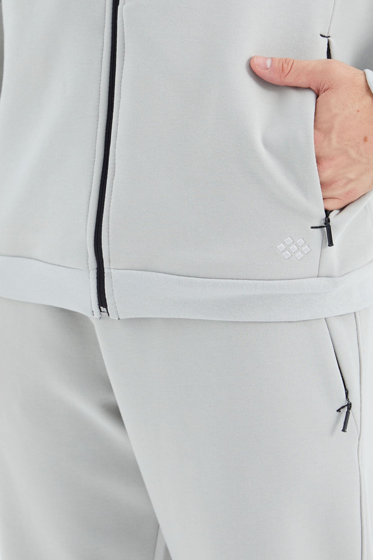Stone Collar Hidden Pocket Detailed Relax Fit Men's Tracksuit Set - 85220