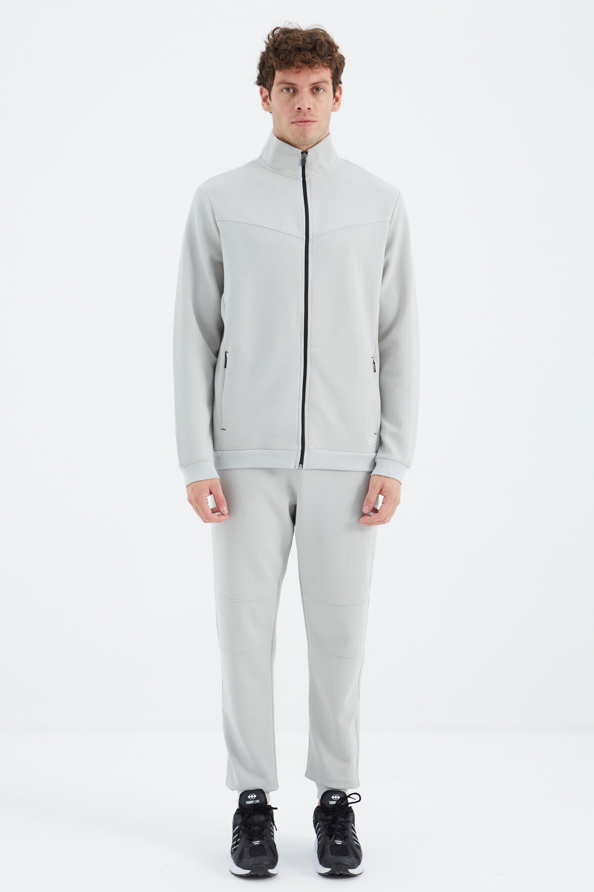 Stone Collar Hidden Pocket Detailed Relax Fit Men's Tracksuit Set - 85220