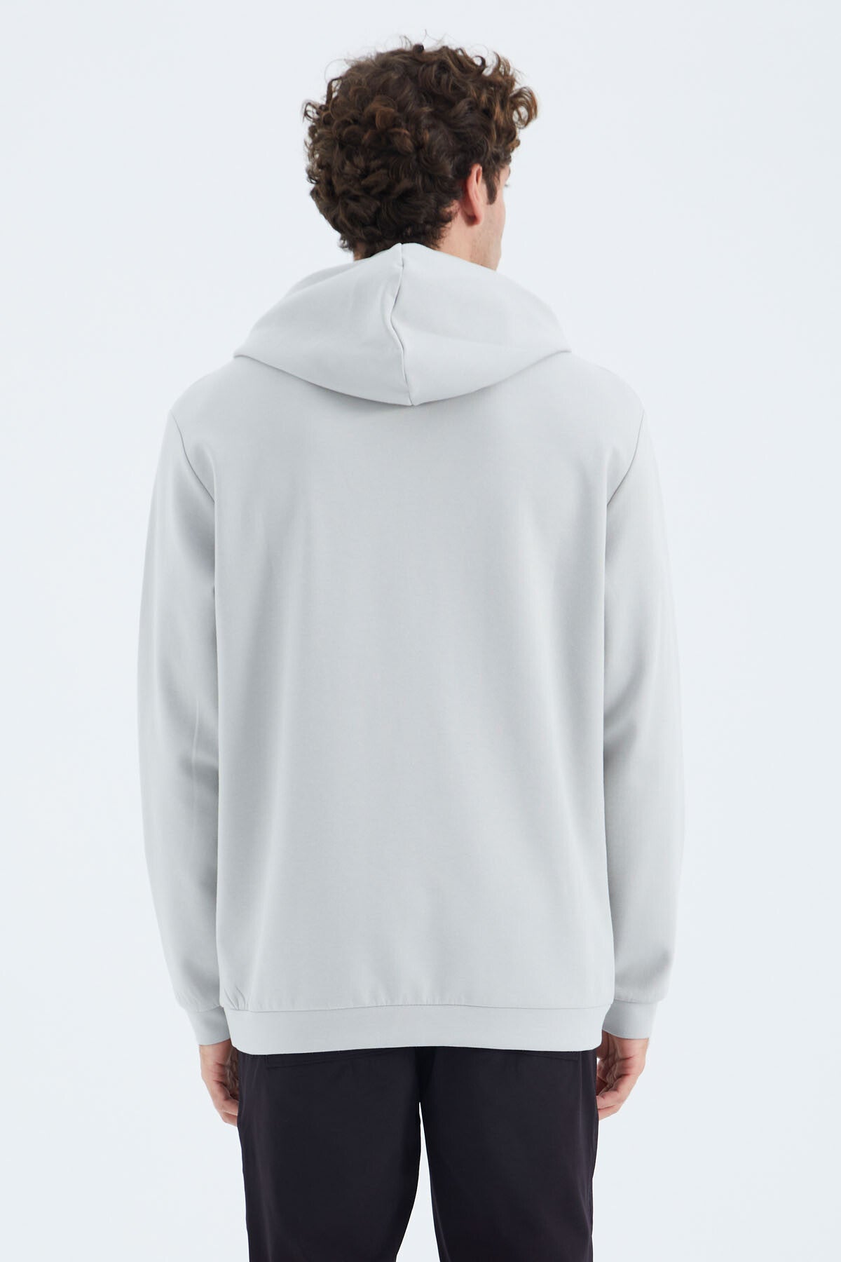 Stone Hooded Front Seam Detailed Relax Fit Men's Sweatshirt - 88277