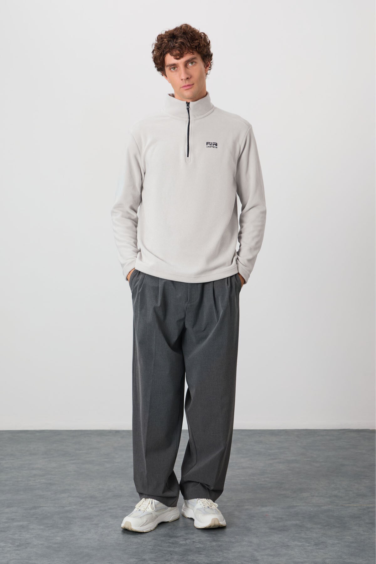 River Stone Upright Collar Men's Fleece Sweatshirt - 88310