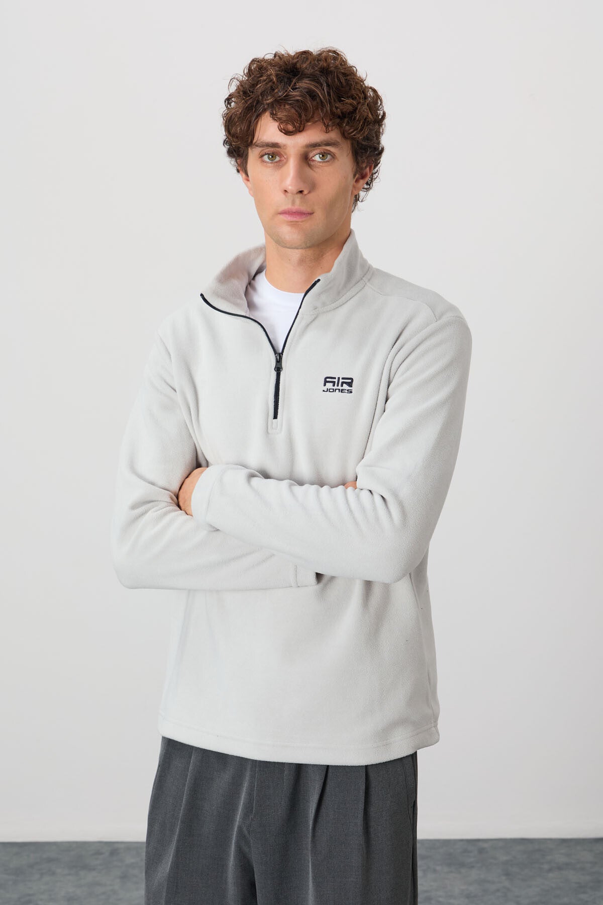 River Stone Upright Collar Men's Fleece Sweatshirt - 88310
