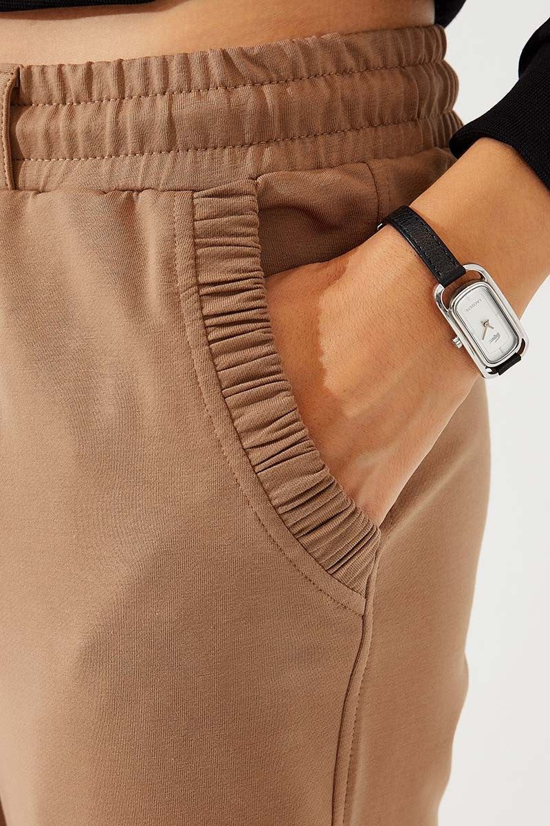 Women's Relaxed Fit Elastic Cuffed Tracksuit Bottom with Side Pockets - 94580