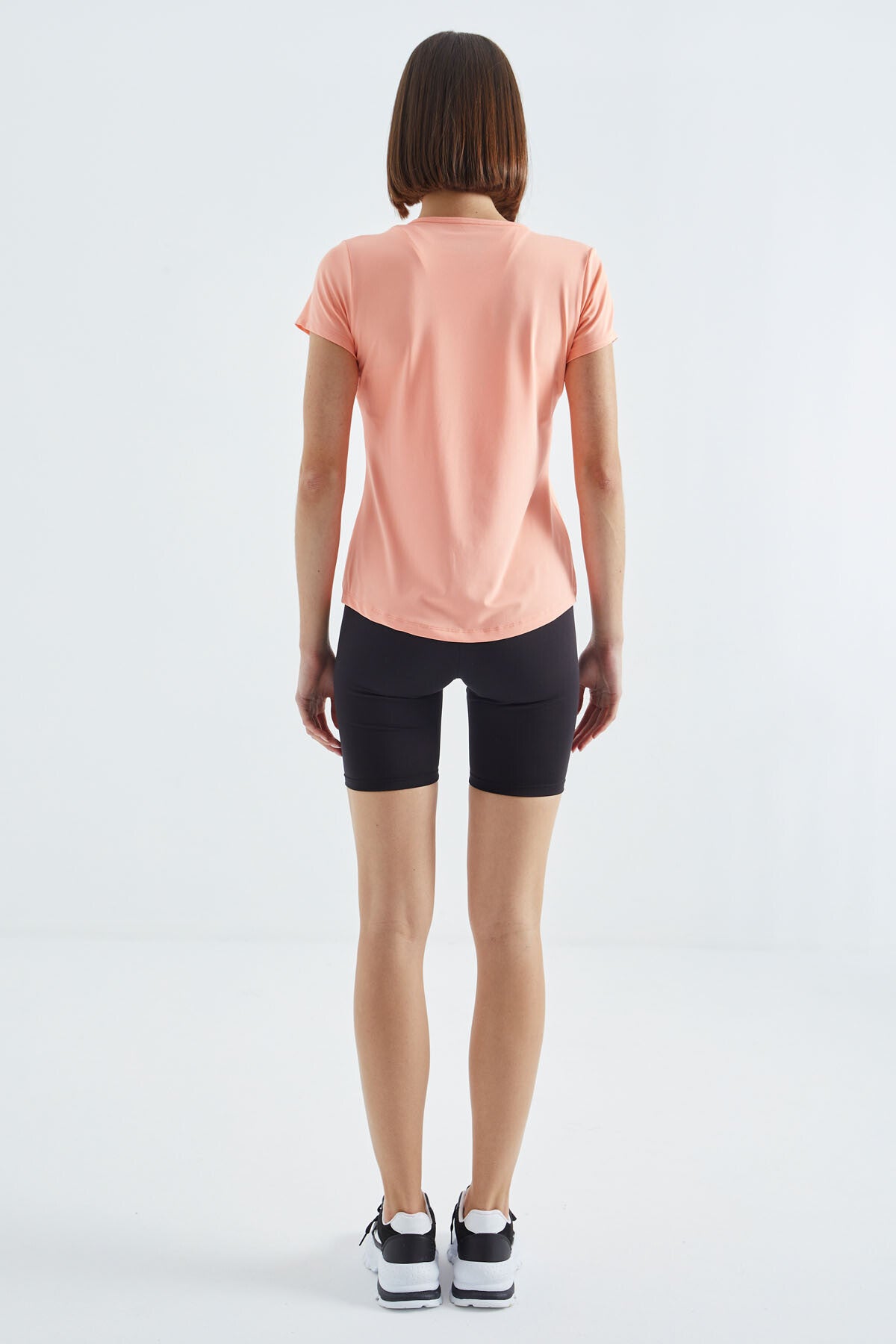 Basic Round Neck Short Sleeve Regular Fit V-Neck Women's T-Shirt - 97145