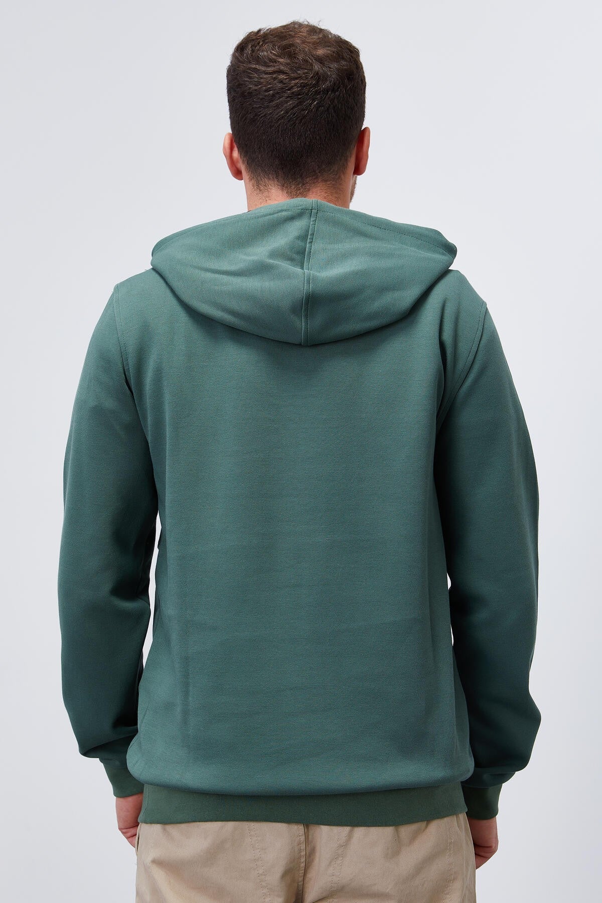 Green Embroidered Letter Standard Mold Hooded Men's Sweatshirt - 87887