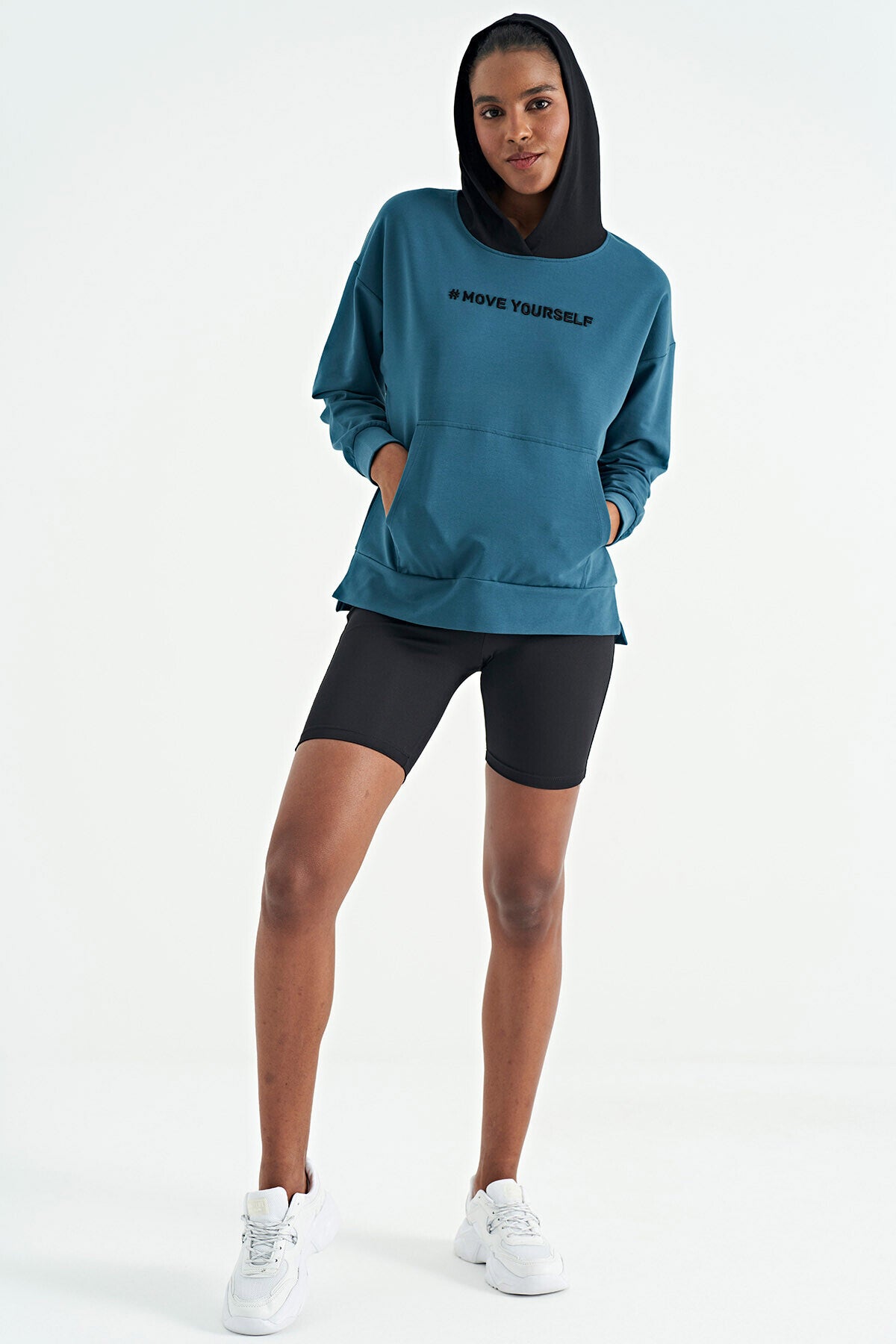 Emerald Women's Hooded Kangaroo Pocket Oversize Sweatshirt - 97161