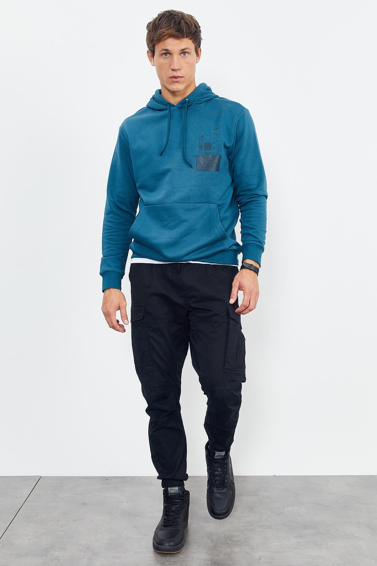 Emerald Front and Back Print Comfort Fit Men's Hooded Sweatshirt - 88017