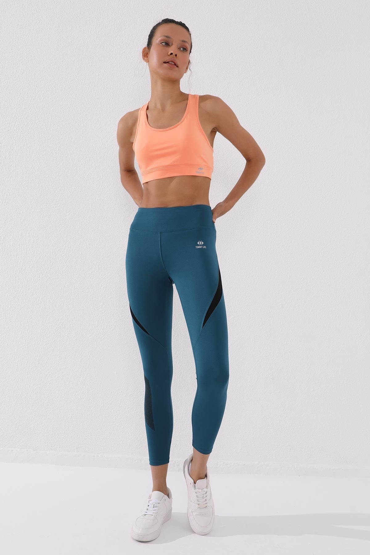 Emerald Print High-Waisted Scuba Fabric Tapered Leg Women's Tights - 94539