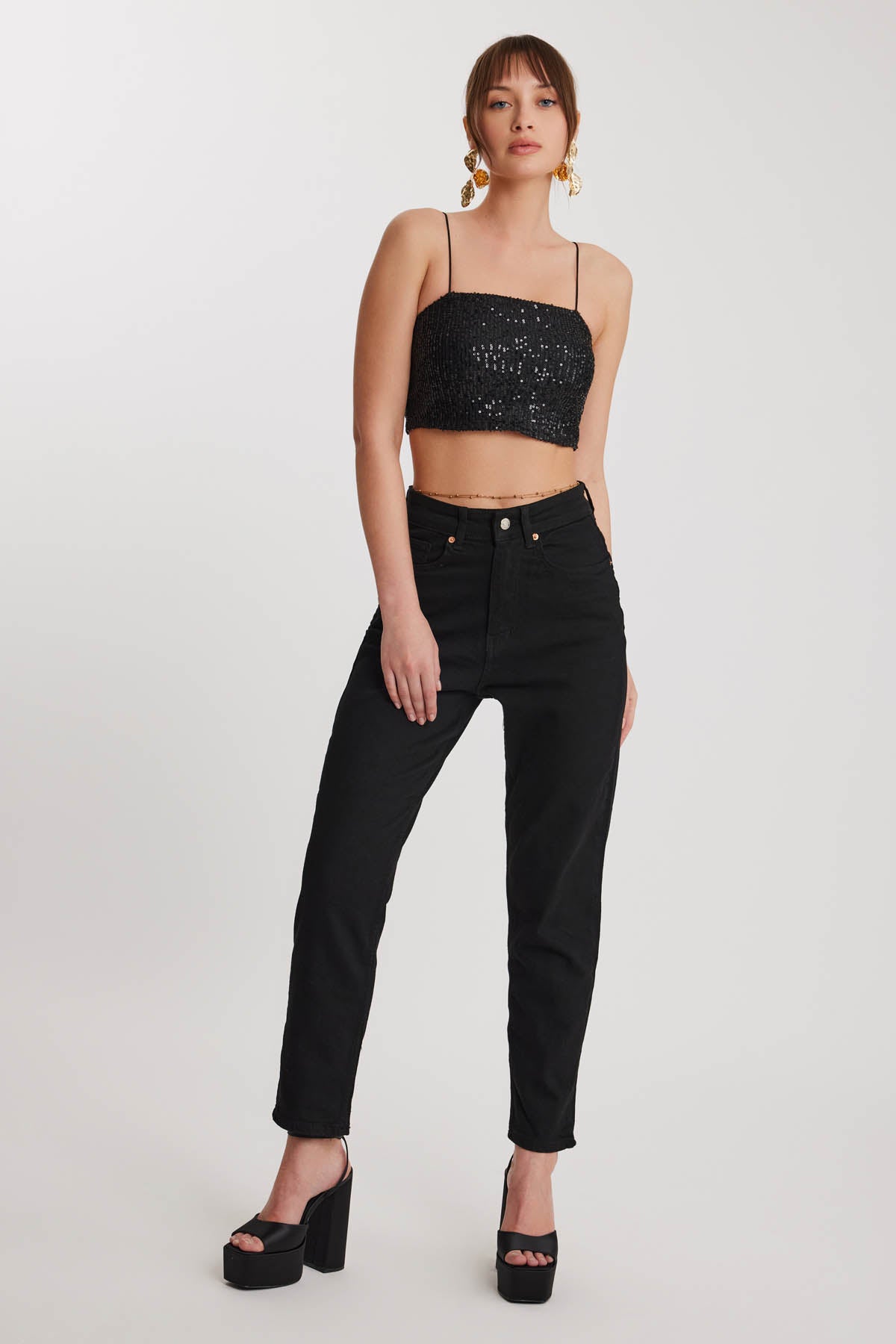 STRAIGHT FIT JEANS BLACK WITH SUTURES