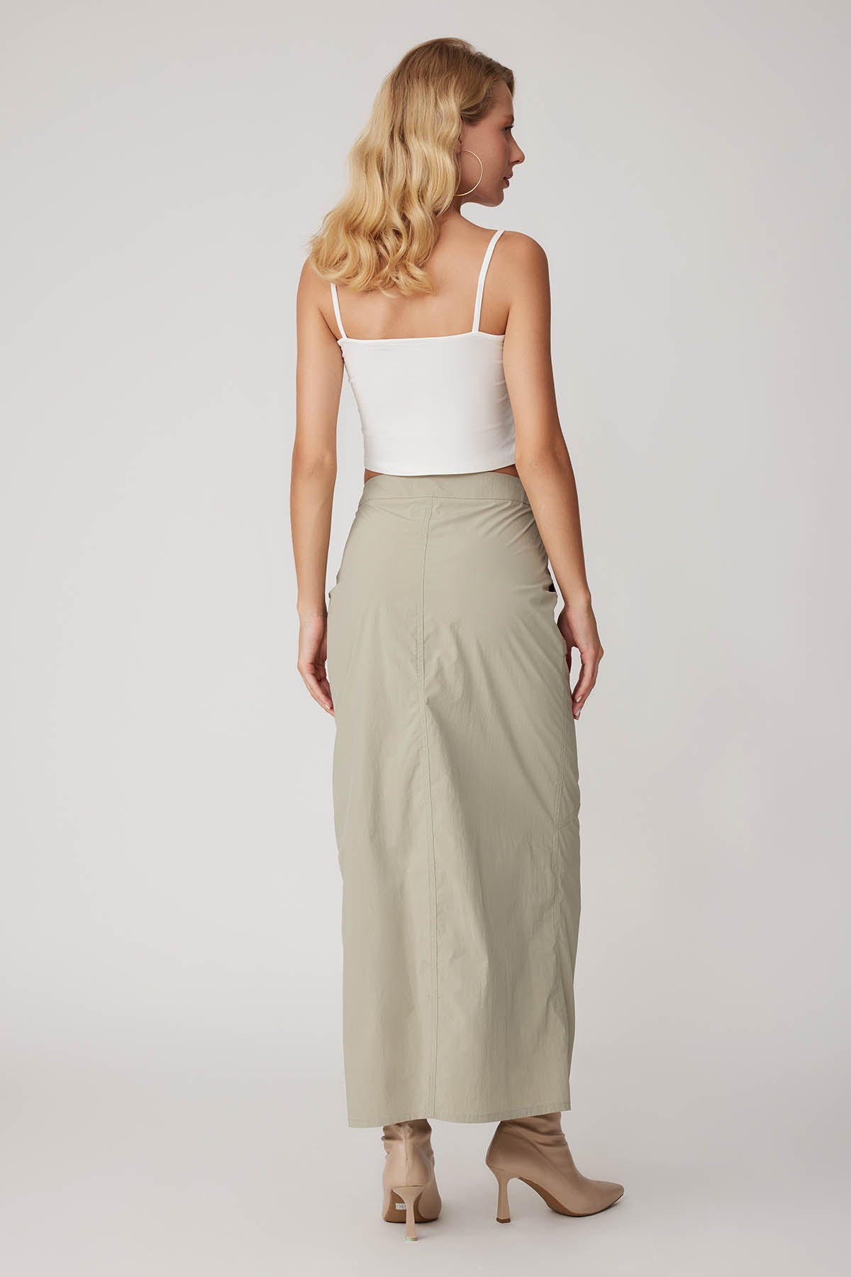 PARACHUTE FABRIC FRONT CURVED POCKET SKIRT
