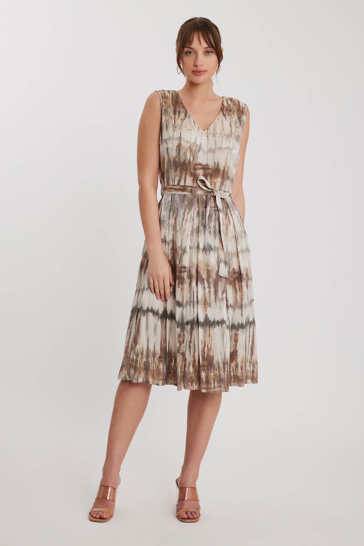 BRIGHT PATTERN- V NECK DRESS