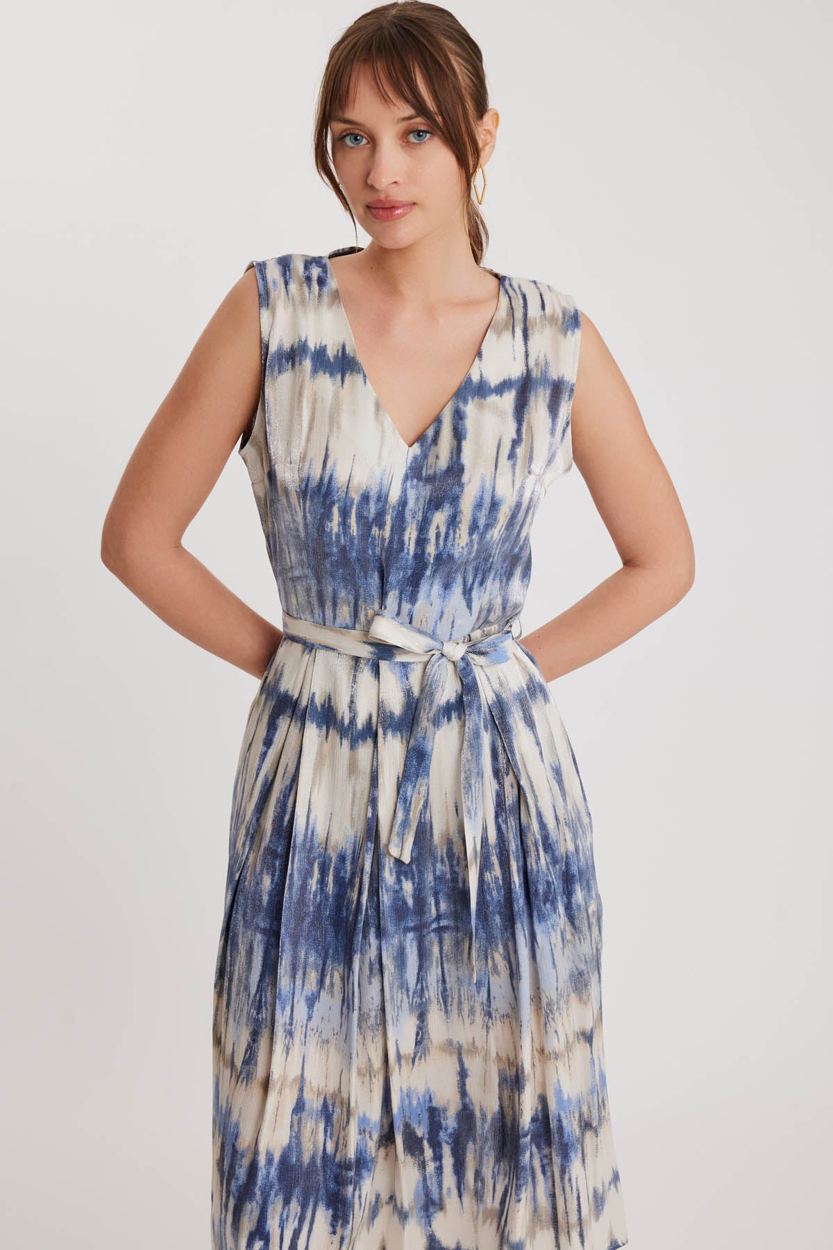 BRIGHT PATTERN- V NECK DRESS