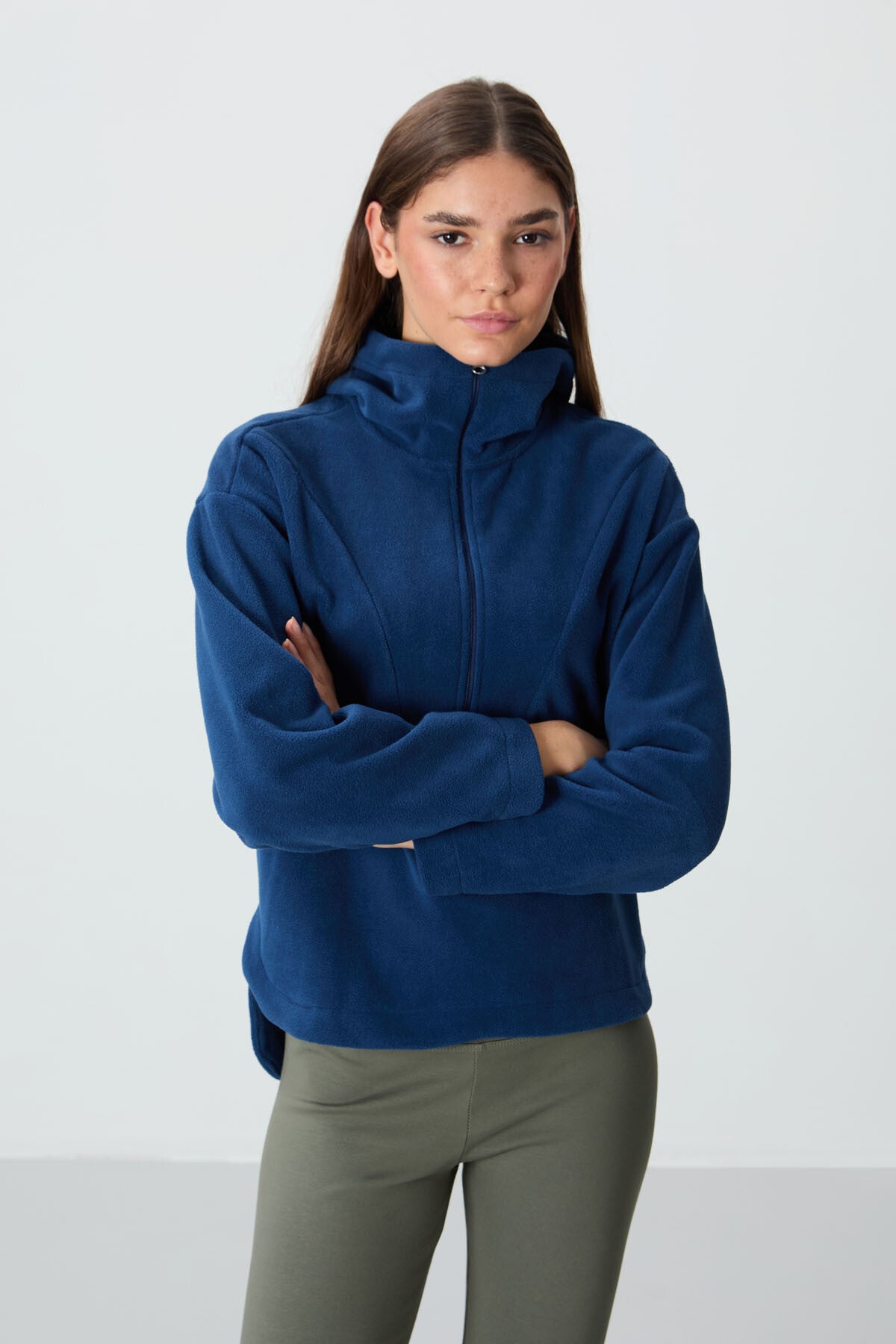 Parliament Thick Soft Textured Hooded Oversize Embroidered Fleece Women's Sweatshirt -97286