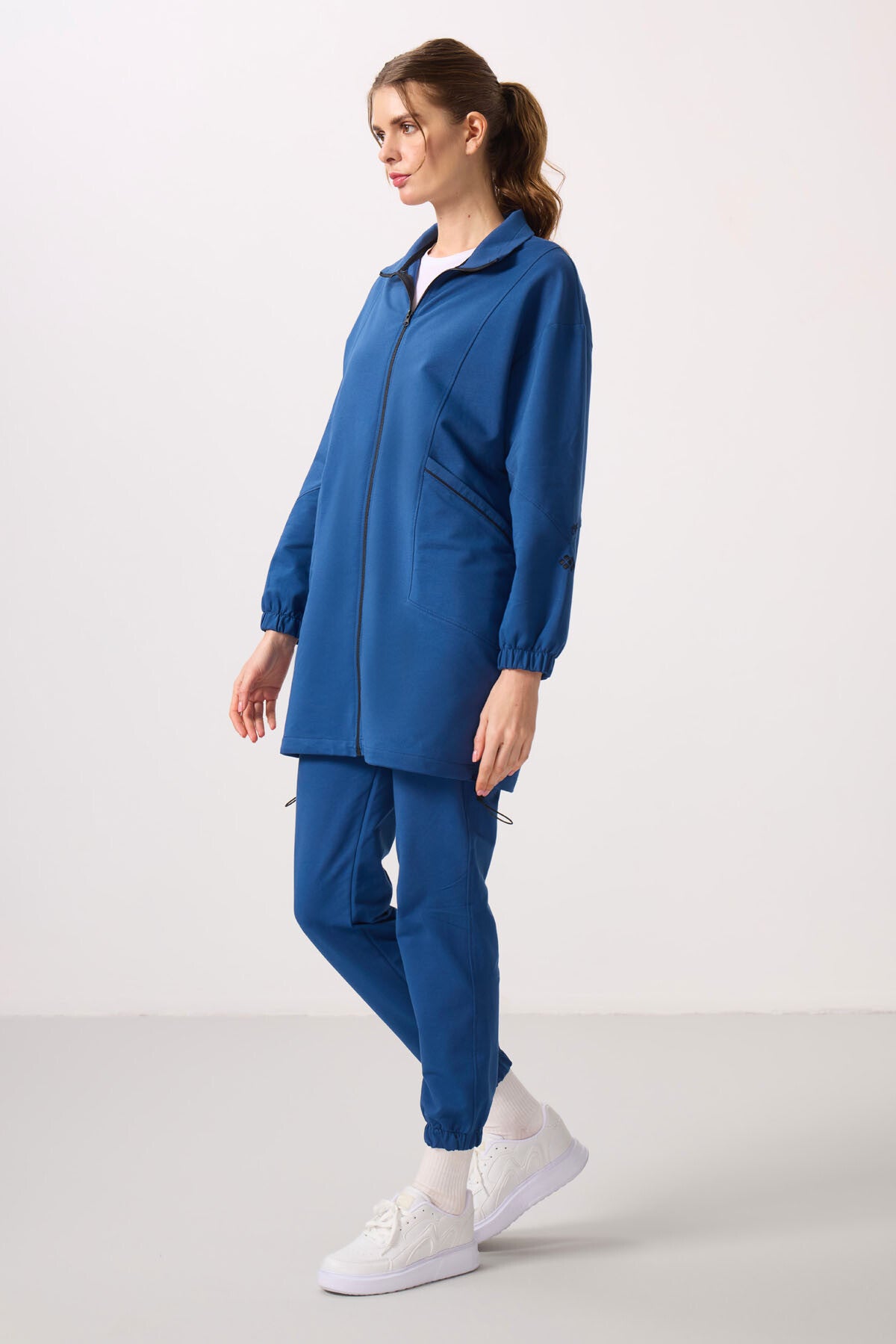 Parliament High Collar Zippered Comfort Fit Women's Tracksuit Tunic Set - 95345