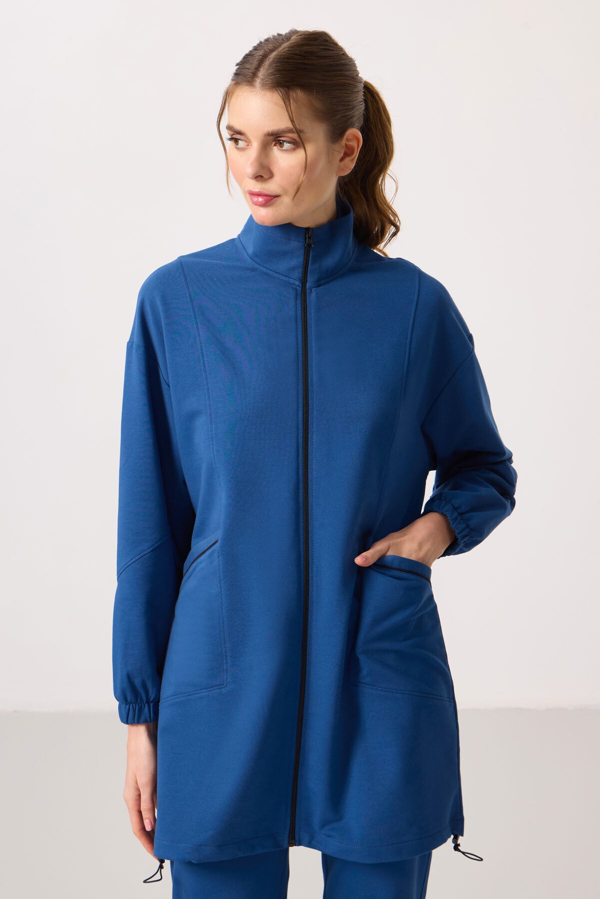 Parliament High Collar Zippered Comfort Fit Women's Tracksuit Tunic Set - 95345