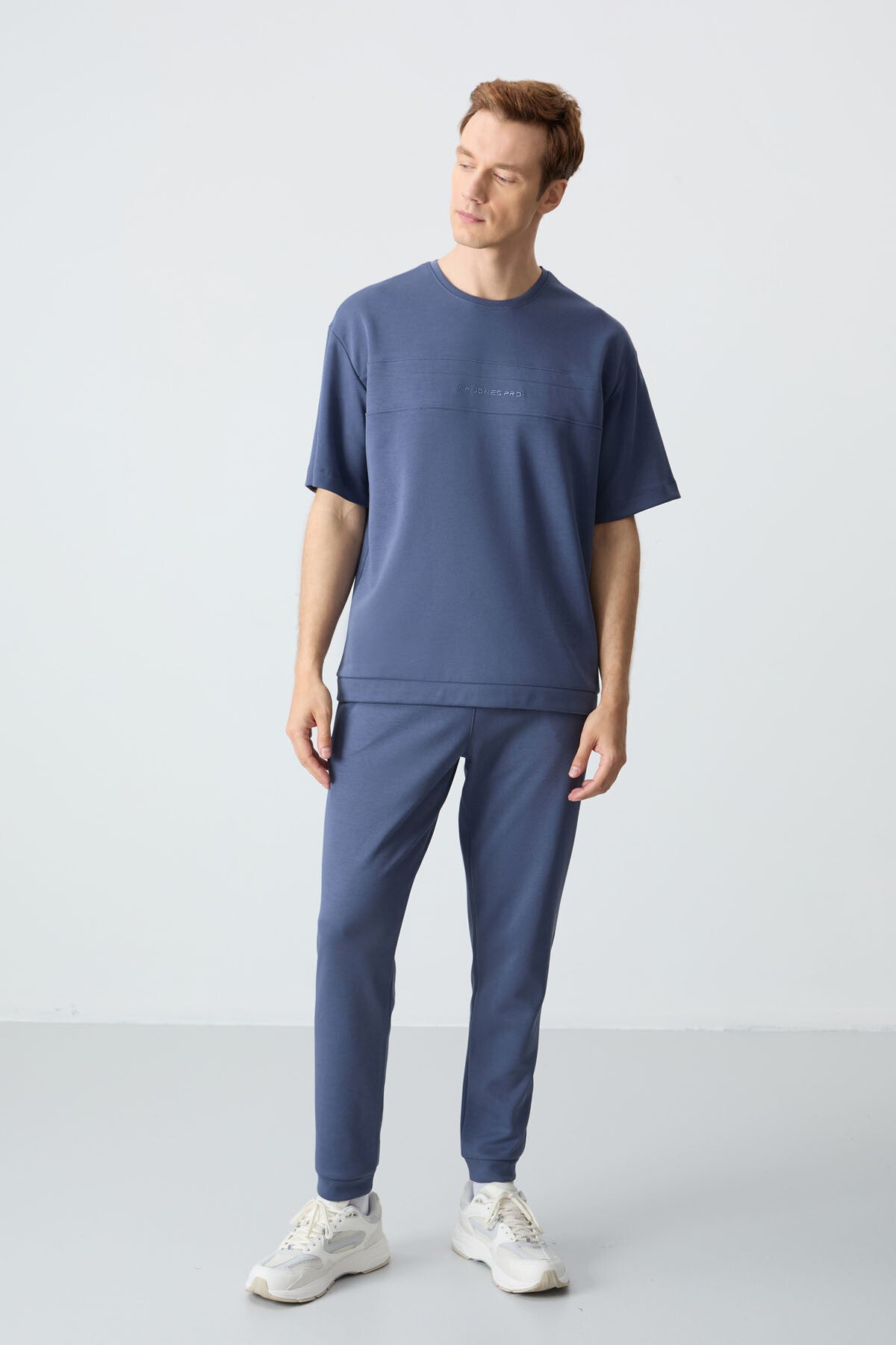 Cotton Blend Thick Soft Textured Oversize Fit Basic Men's Tracksuit Set - 85261