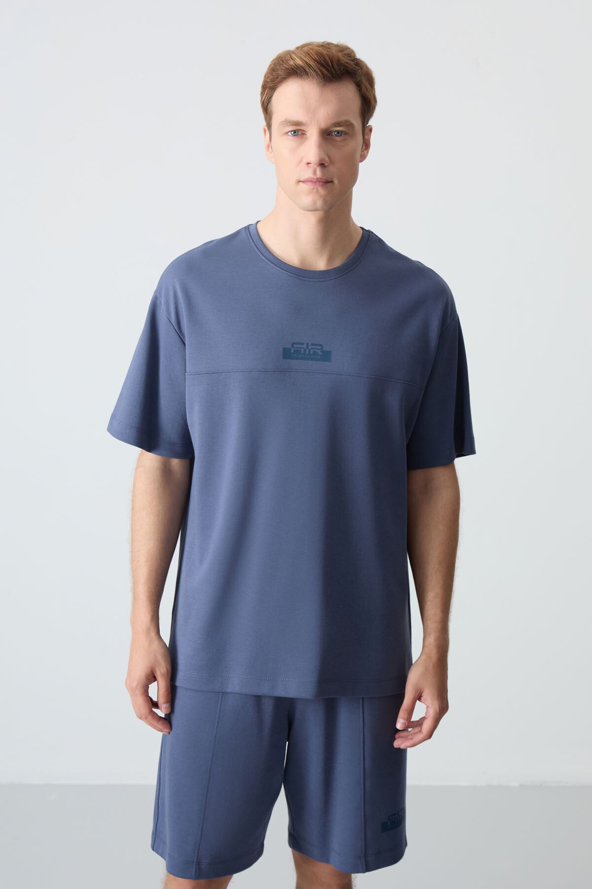 Petrol Cotton Thick Soft Textured Oversize Fit Basic Men's Shorts Set - 85259