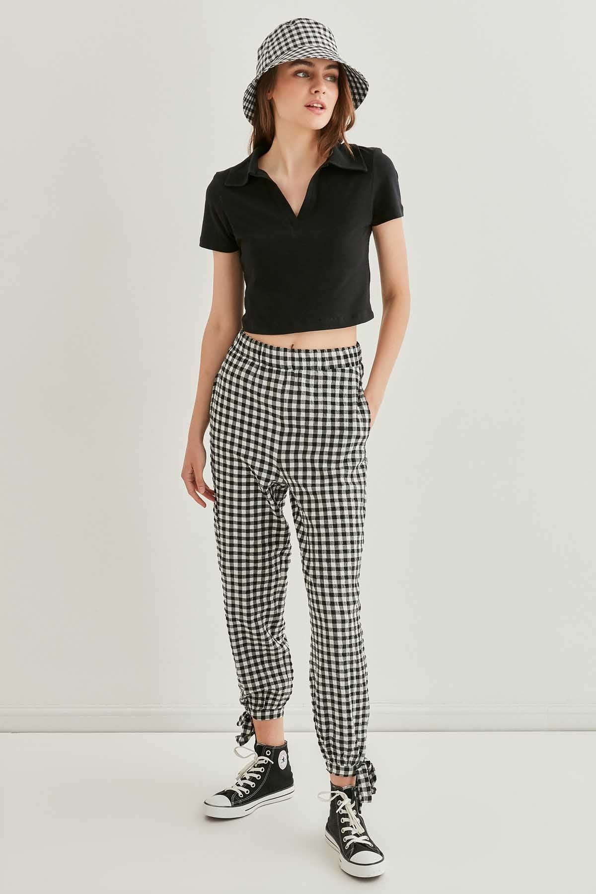 POLO COLLAR COTTON CROP T-SHIRT