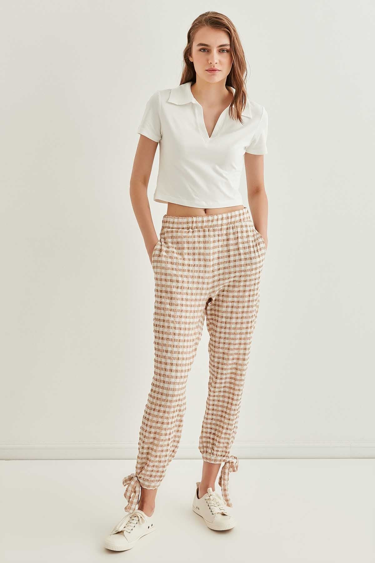 POLO COLLAR COTTON CROP T-SHIRT