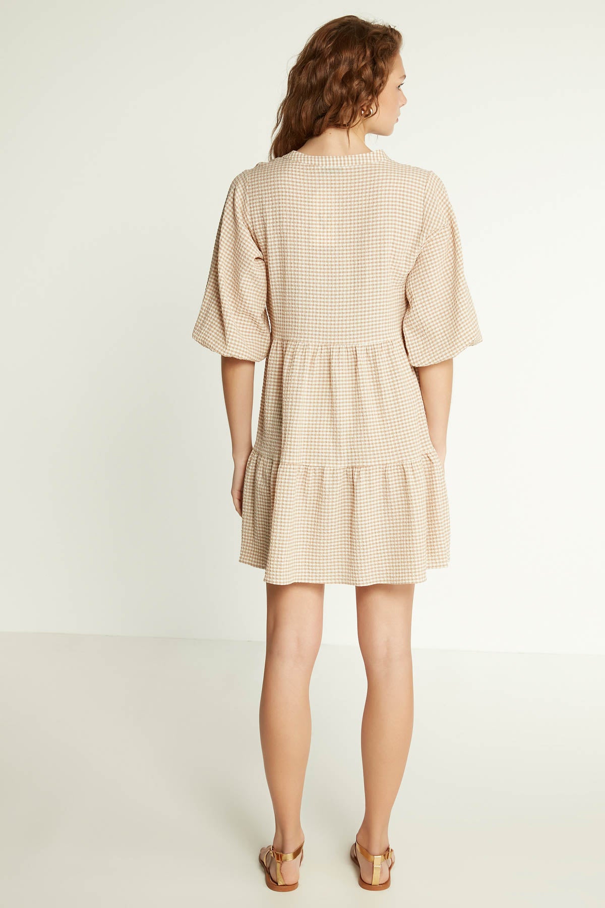 CHECKERED PATTERNED CLOTH DRESS