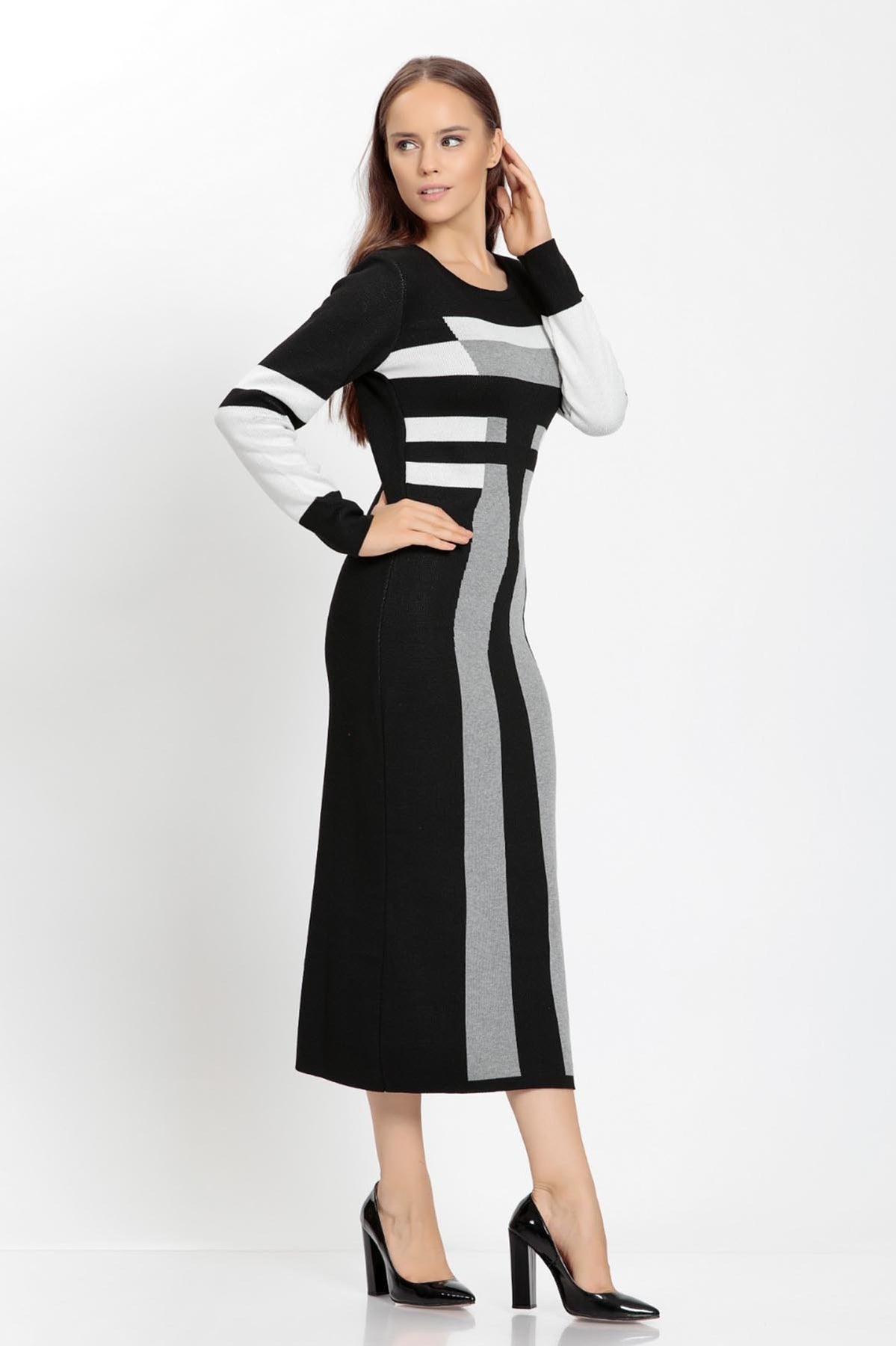 COLOR LONG KNITTED DRESS