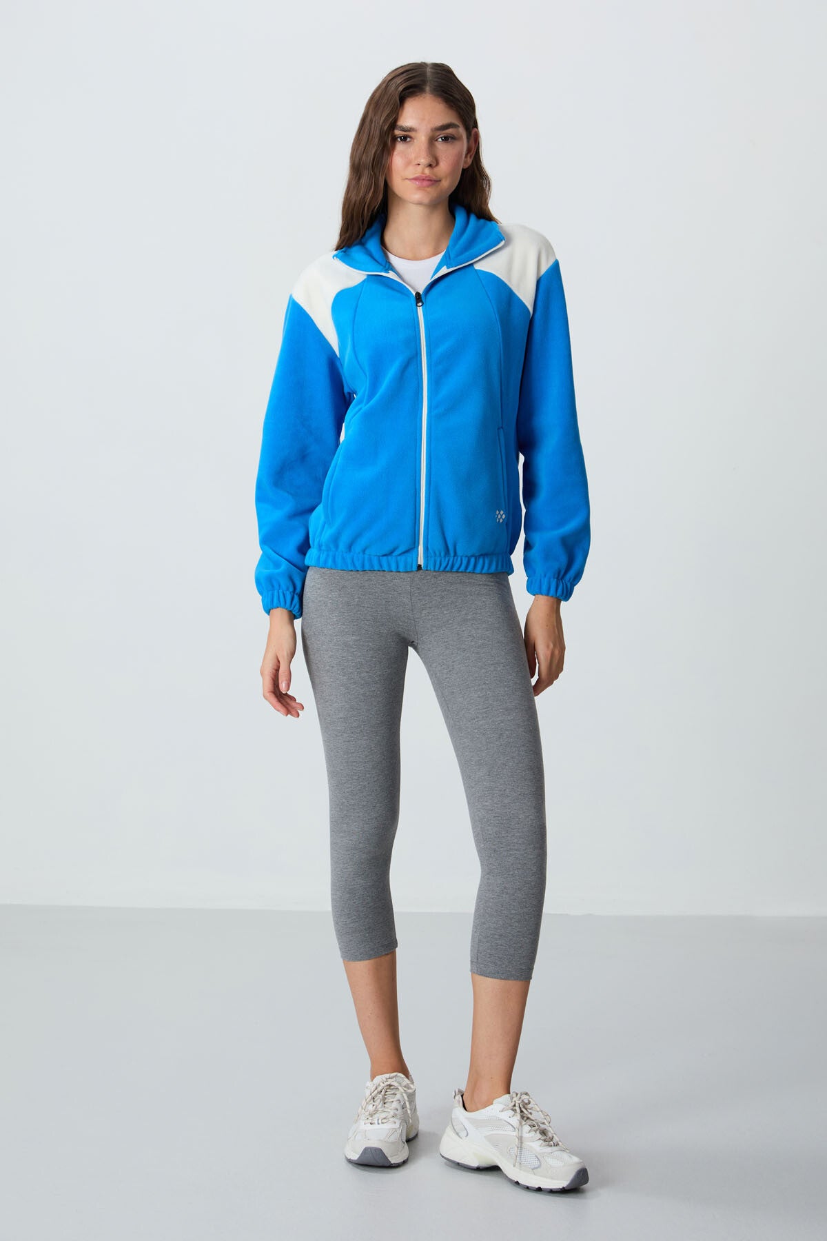 Thick Soft Textured High Collar Oversize Embroidered Fleece Women's Sweatshirt - 97293