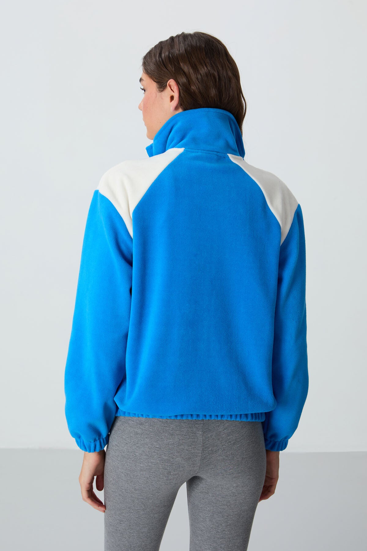 Thick Soft Textured High Collar Oversize Embroidered Fleece Women's Sweatshirt - 97293