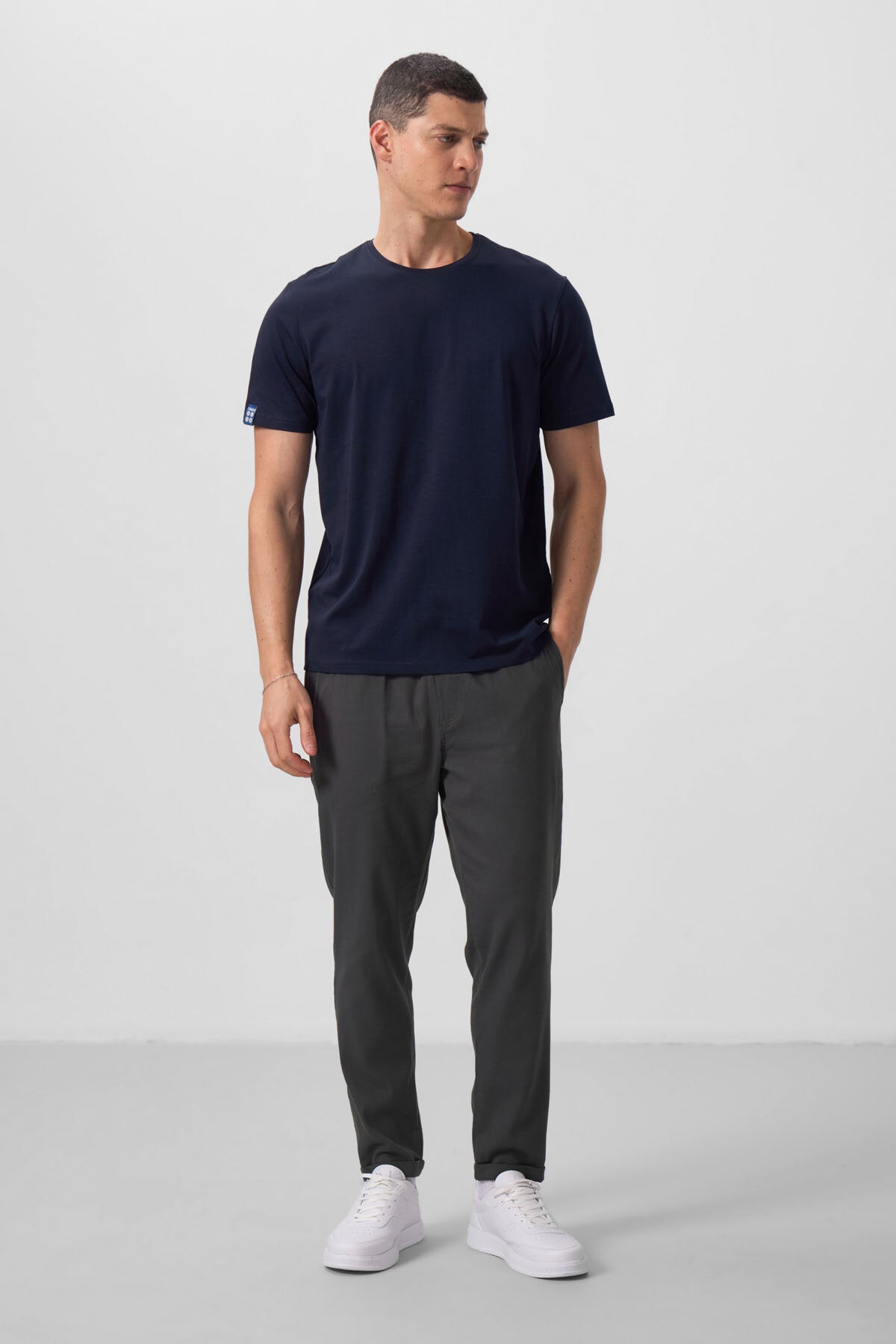 Standard Fit Basic O Collar 3's Pack Navy Men T-Shirt 87911