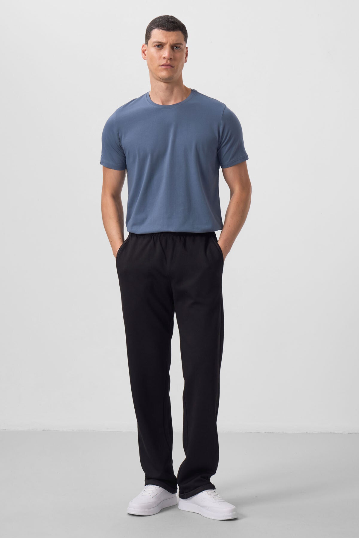 Black Textured Surface Comfort Fit Palazzo Men's Trousers - 82164