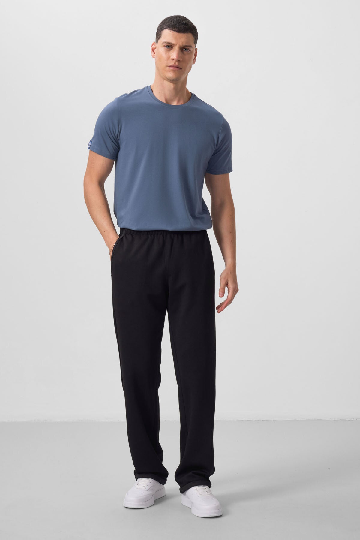Black Textured Surface Comfort Fit Palazzo Men's Trousers - 82164