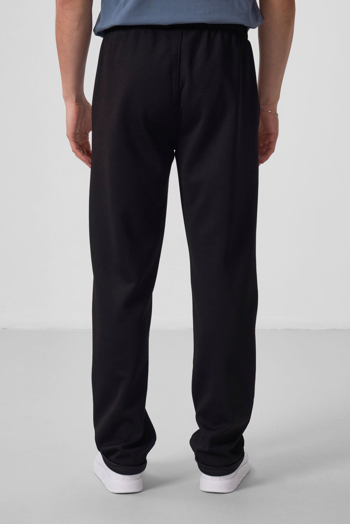 Black Textured Surface Comfort Fit Palazzo Men's Trousers - 82164