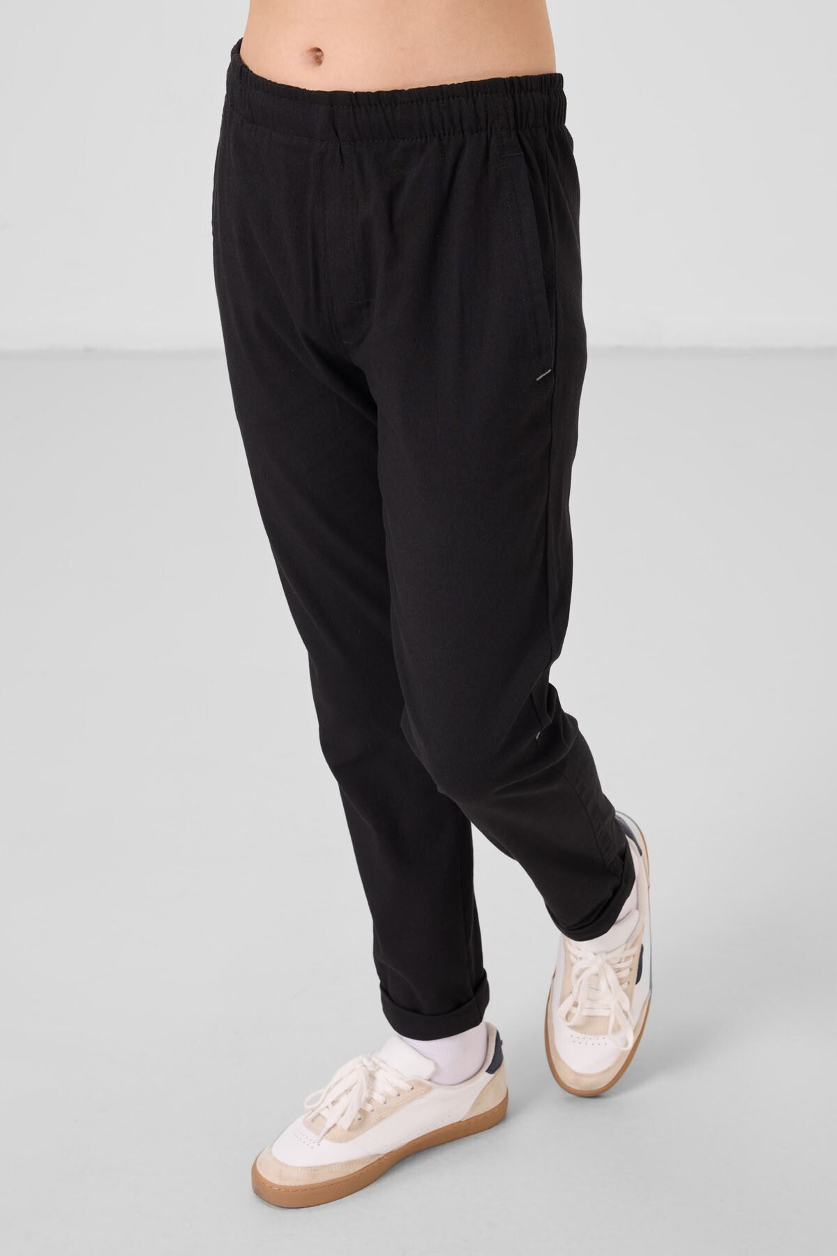 Black Standard Fit Weaving Lightweight Flexible Chino Trousers - 11272